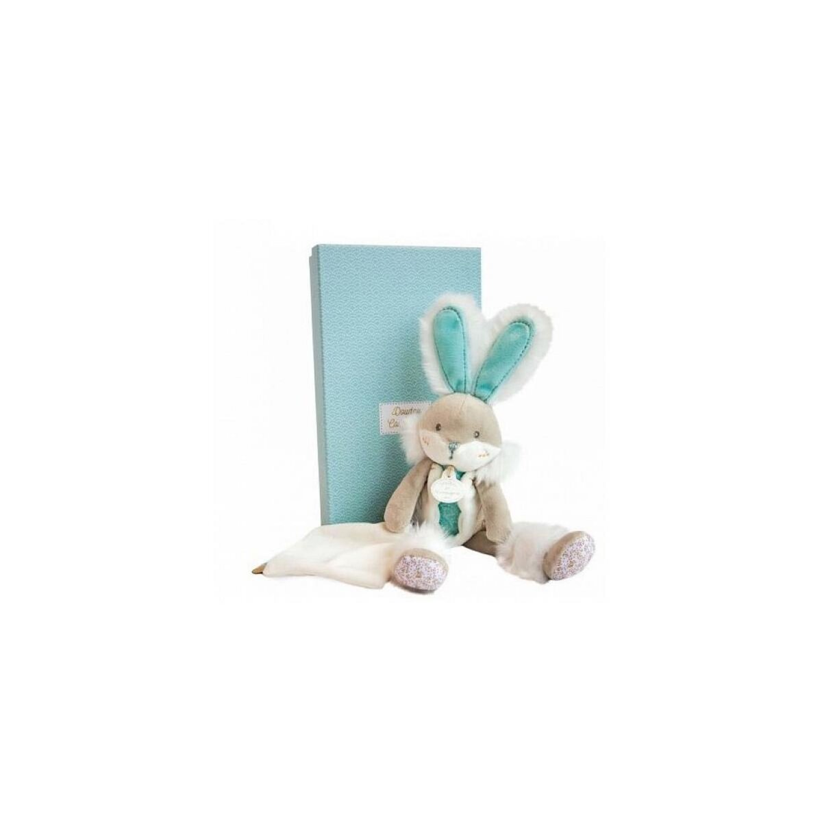 DOUDOU ET COMPAGNIE Lapin de Sucre Amande Pantin avec Doudou - Peluche Douce et Réconfortante pour Bébé