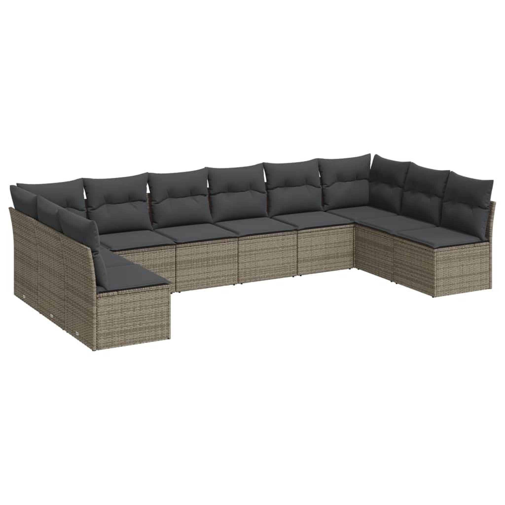 Voir la diapositive 2 : VIDAXL Salon de jardin avec coussins 10 pcs gris resine tressee