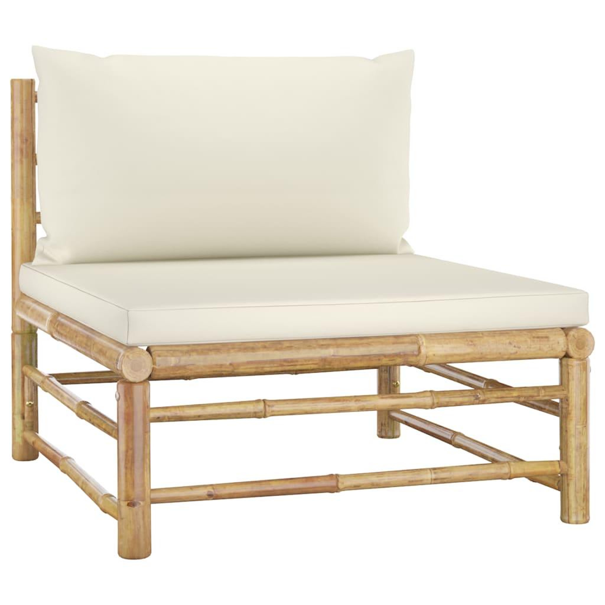 Voir la diapositive 5 : VIDAXL Salon de jardin 4 pcs avec coussins blanc creme bambou