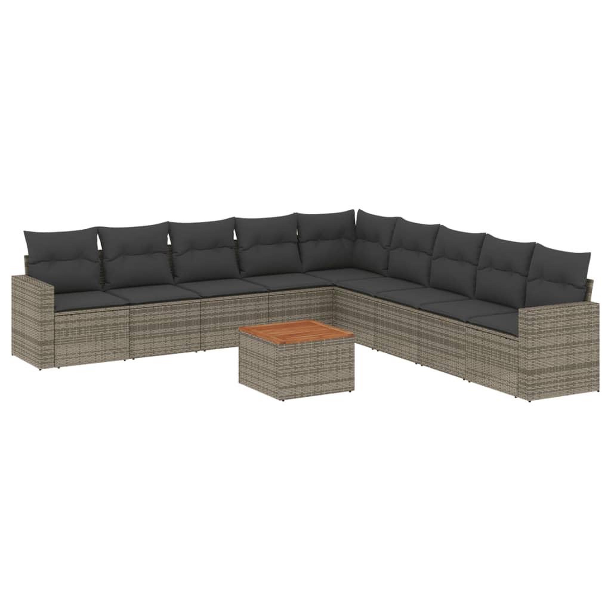 Voir la diapositive 2 : VIDAXL Salon de jardin avec coussins 10 pcs gris resine tressee