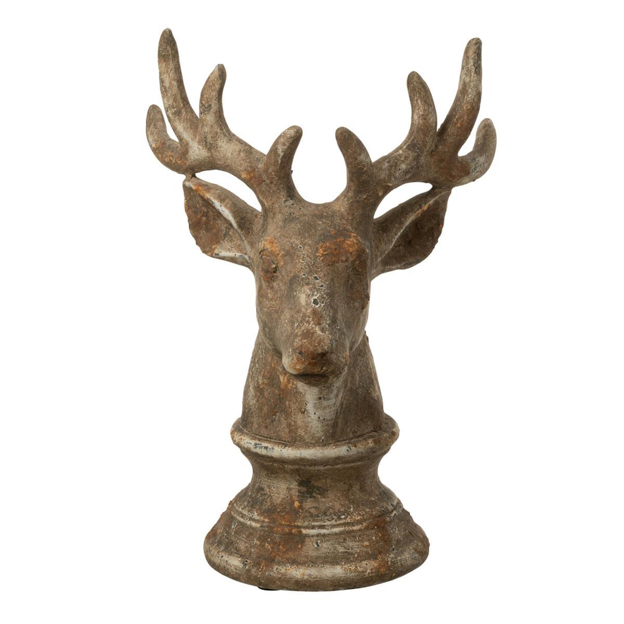 J-LINE Tête de cerf en résine  chalet  39cm taupe