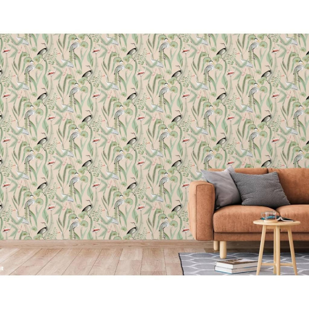 DUTCH WALLCOVERINGS DUTCH WALLCOVERINGS Papier peint Flamingo Creme et menthe