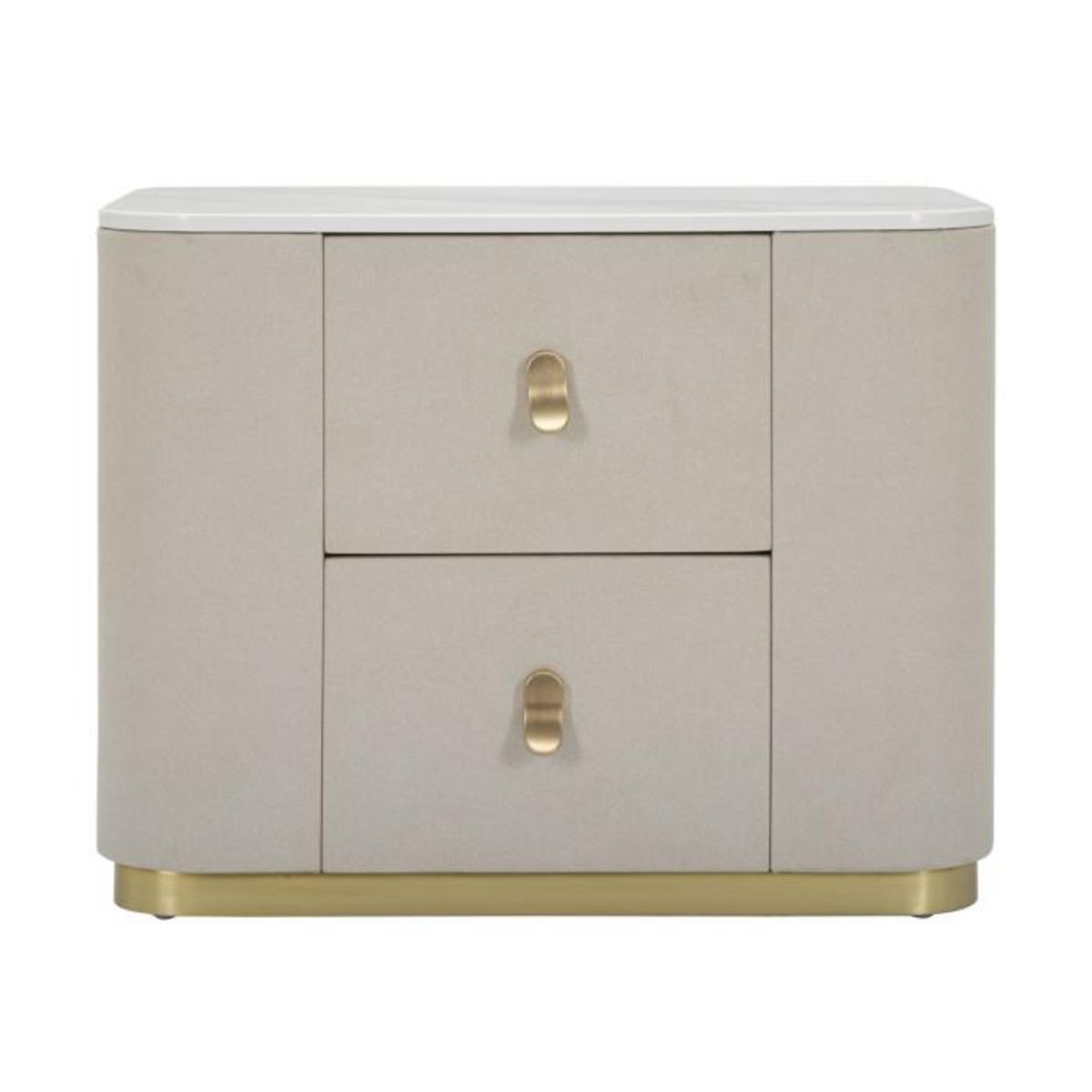 Paris Prix Table de Chevet Effet Marbre  Beauty  60cm Crème & Or