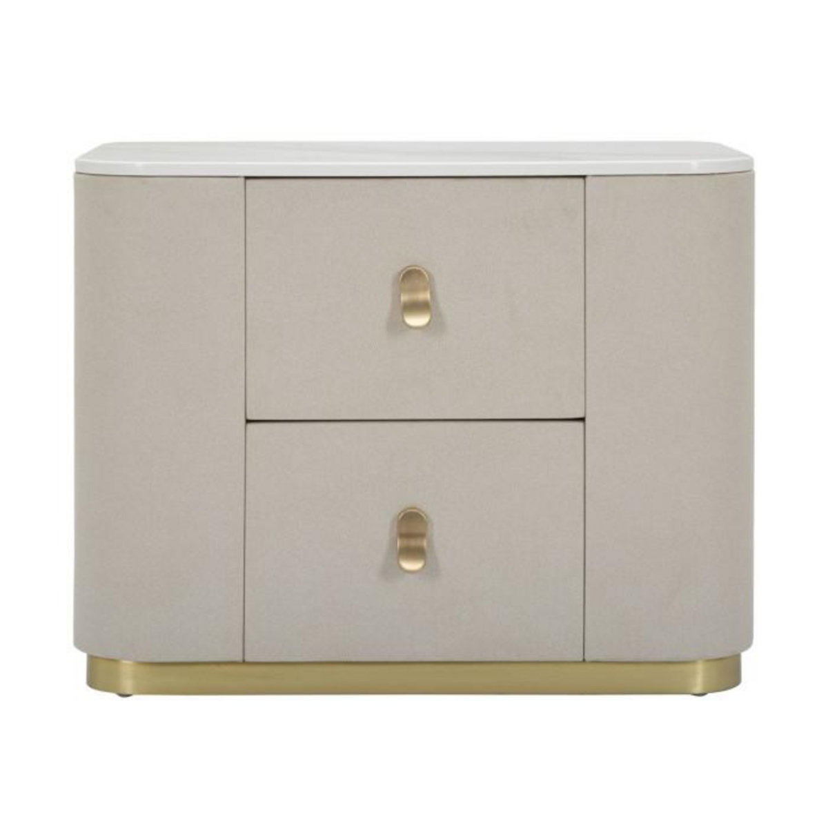 Paris Prix Table de Chevet Effet Marbre  Beauty  60cm Crème & Or