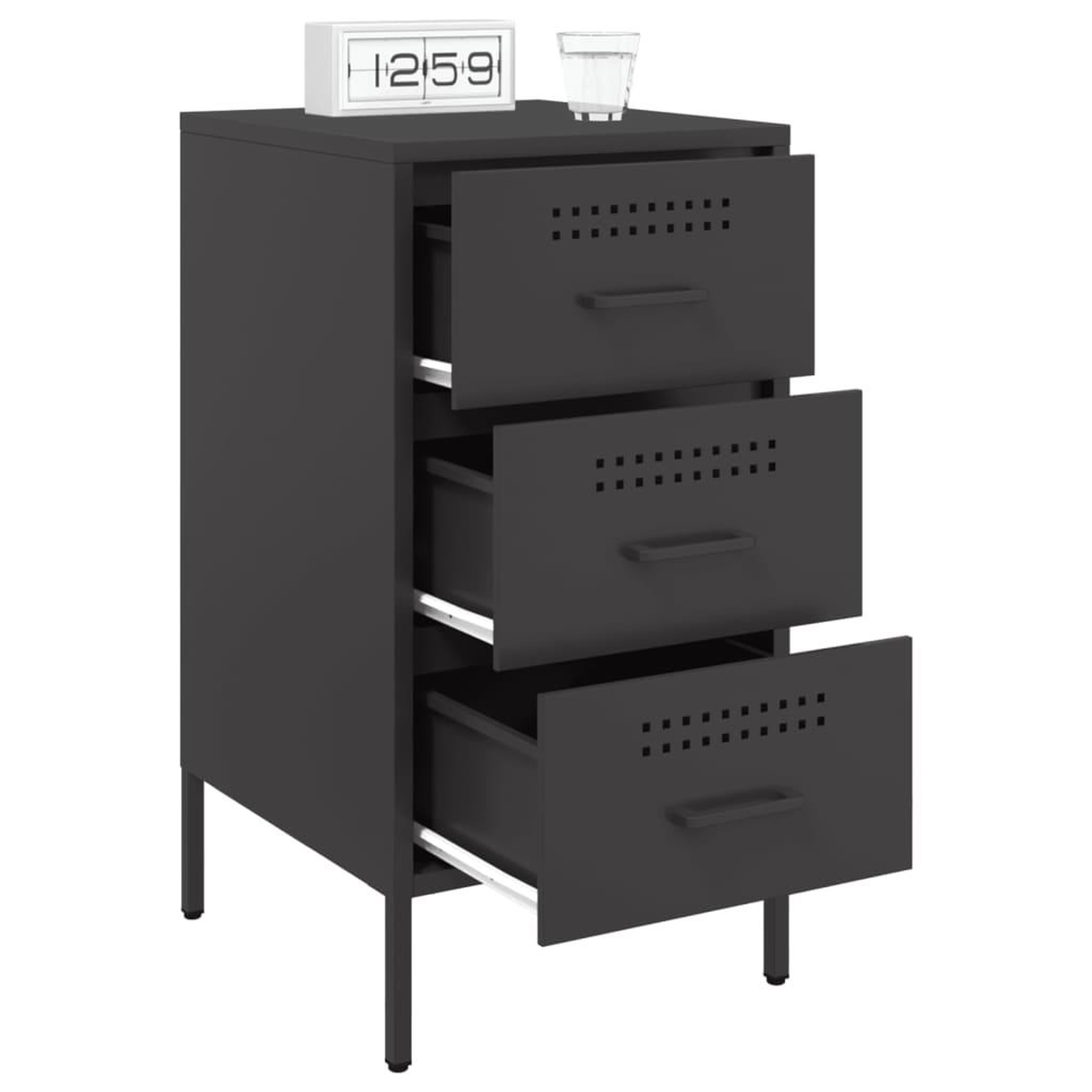 Voir la diapositive 4 : VIDAXL Tables de chevet 2 pcs noir 36x39x68 cm acier