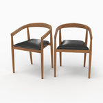 Rendez vous déco Lot de 2 chaises en bois de teck vernis et assise en cuir noir-Bali