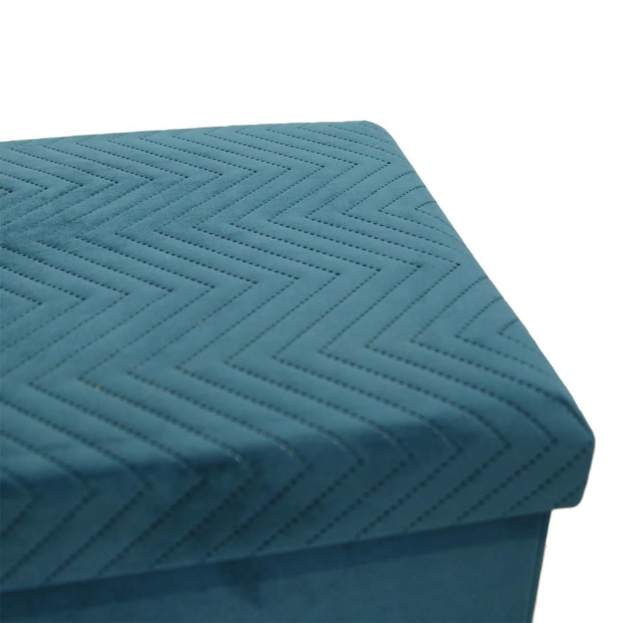 Voir la diapositive 3 : The Home Deco Factory Banquette coffre pliable velours  zigzag  76cm bleu