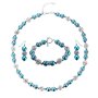 BLUE PEARLS Parure Collier, Bracelet et Boucles d'oreilles Perles Bleues, Cristal et Plaqué Rhodium - OCP 0601 Bleu