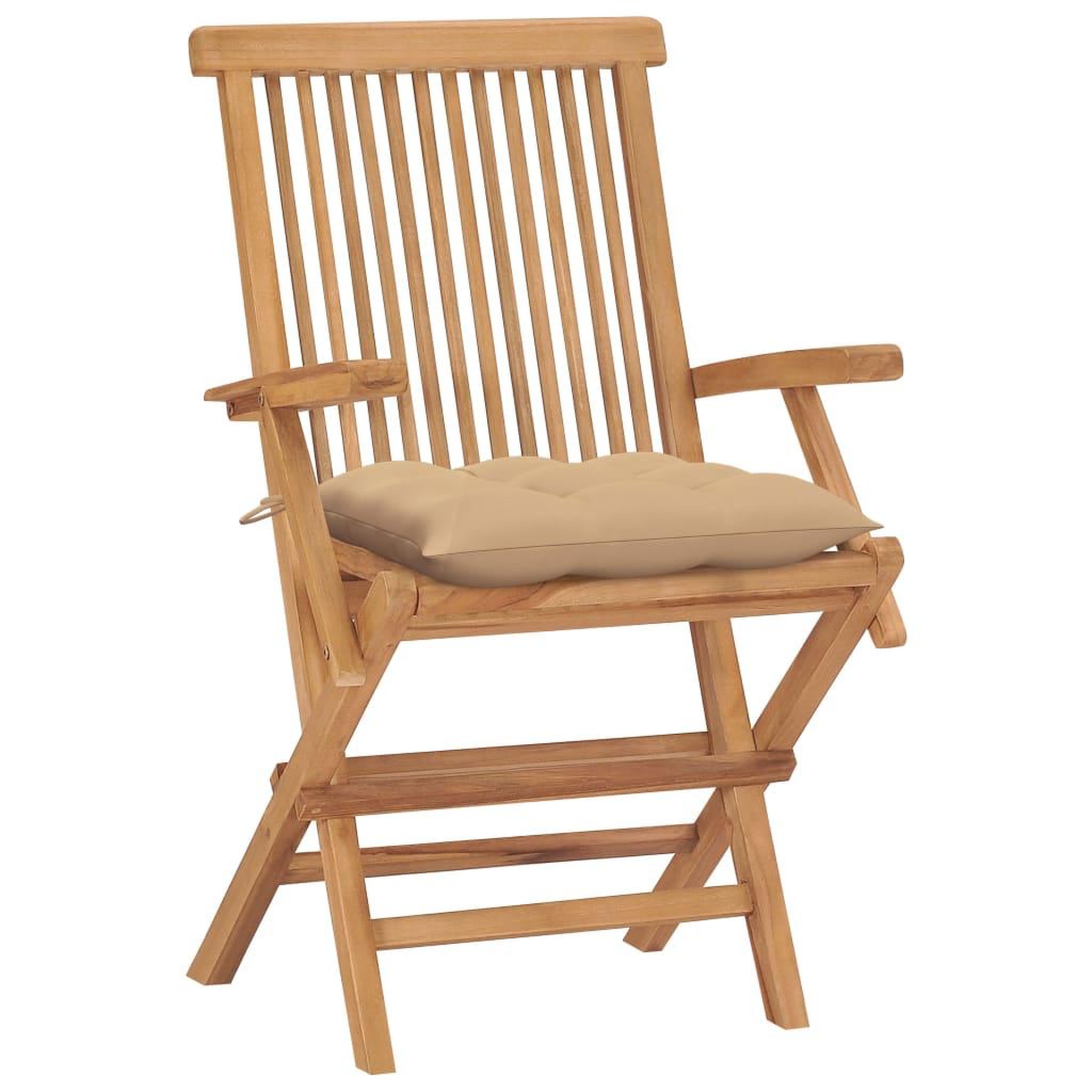 Voir la diapositive 2 : VIDAXL Chaises de jardin et coussins beige lot de 4 Bois teck massif