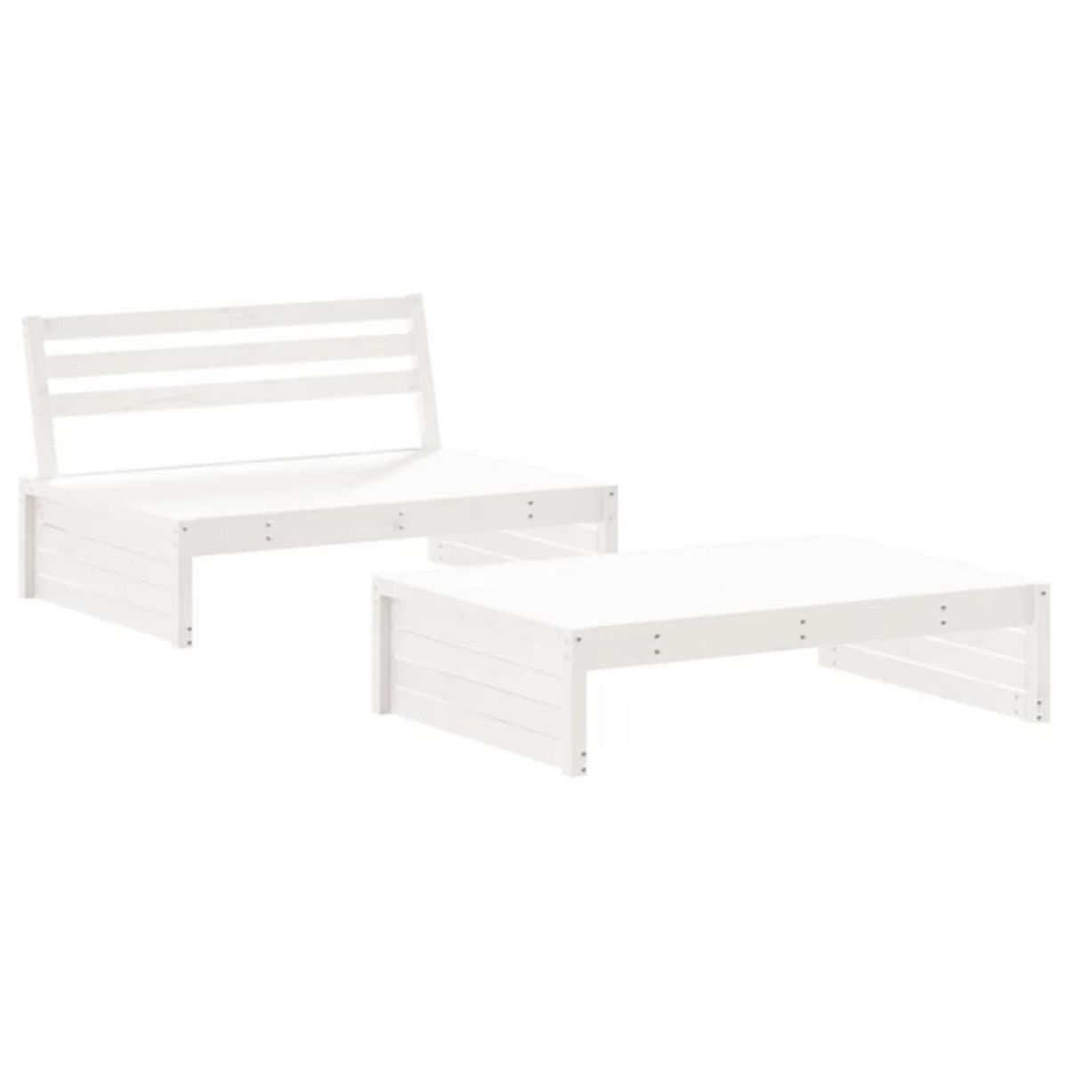 VIDAXL Salon de jardin 2 pcs avec coussins blanc bois massif