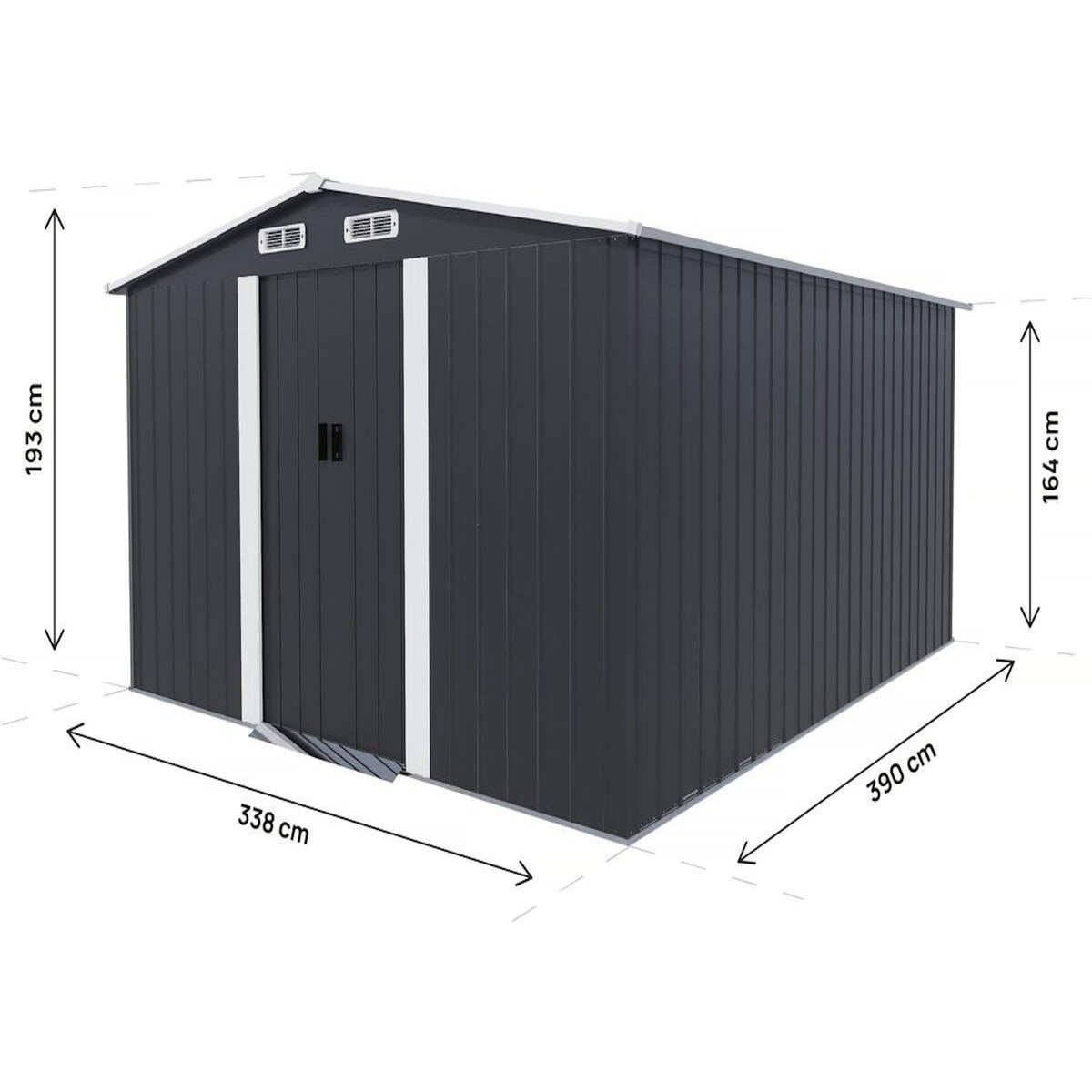 Habitat et Jardin Abri de jardin métal avec porte coulissante  Boston  - 13 m² - Gris