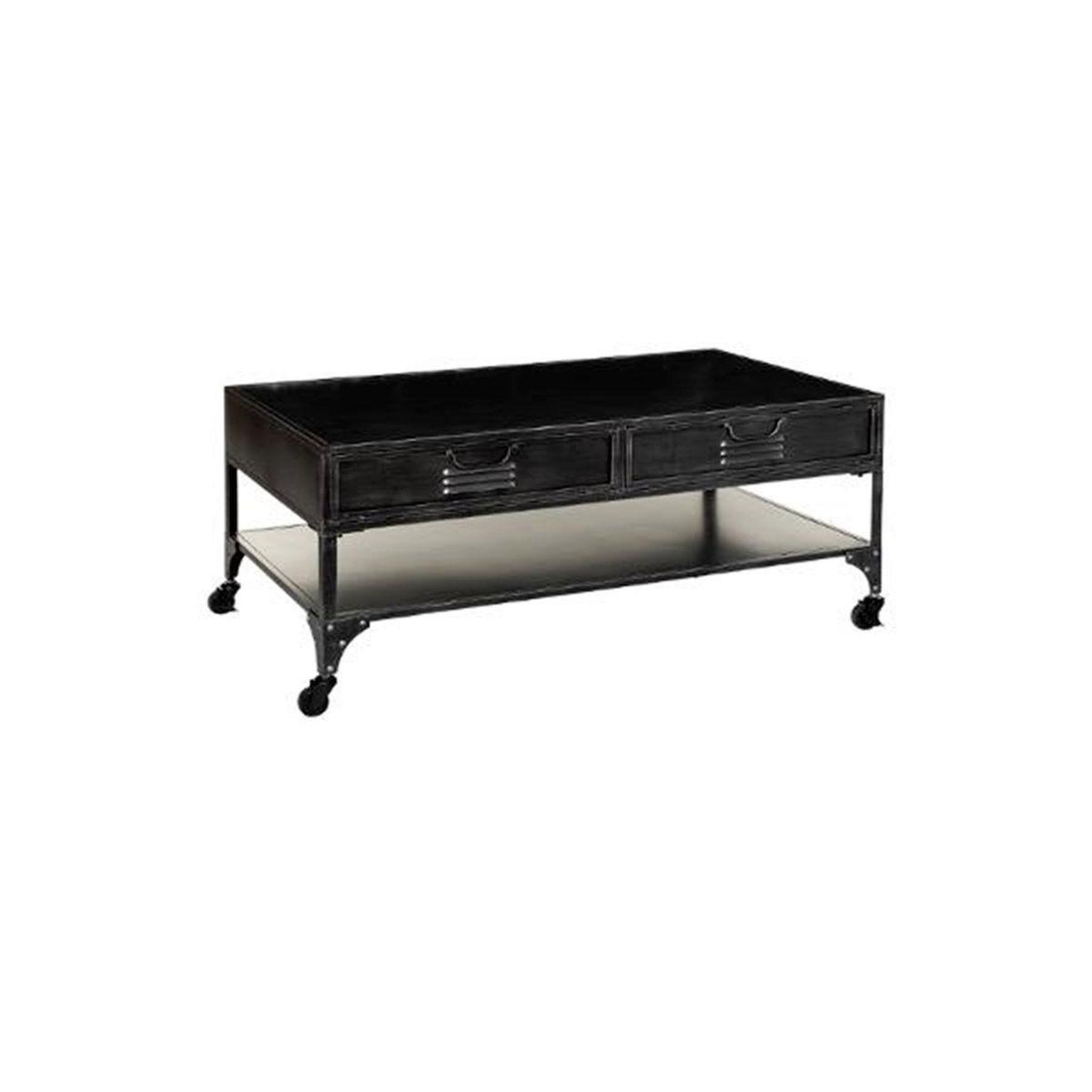 Voir la diapositive 1 : ATMOSPHERA Table basse 4 tiroirs en métal  sevin  110cm gris