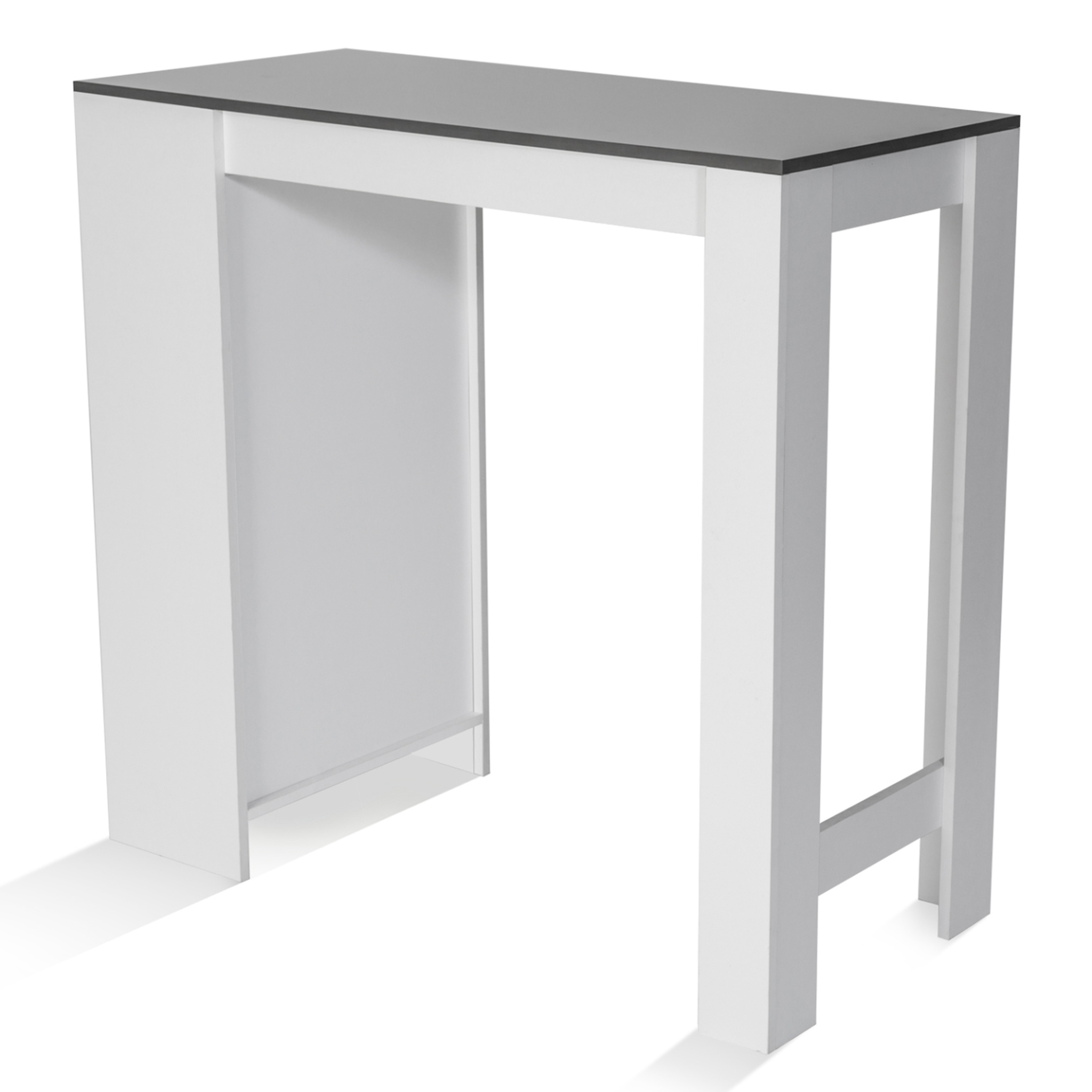 Voir la diapositive 3 : ID MARKET Table de bar barth 2 à 4 personnes bois blanc plateau gris