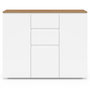 Voir la diapositive 3 : ID MARKET Buffet 100 cm TOBY 3 portes 2 tiroirs blanc et plateau bois