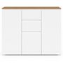 Voir la diapositive 3 : ID MARKET Buffet 100 cm TOBY 3 portes 2 tiroirs blanc et plateau bois