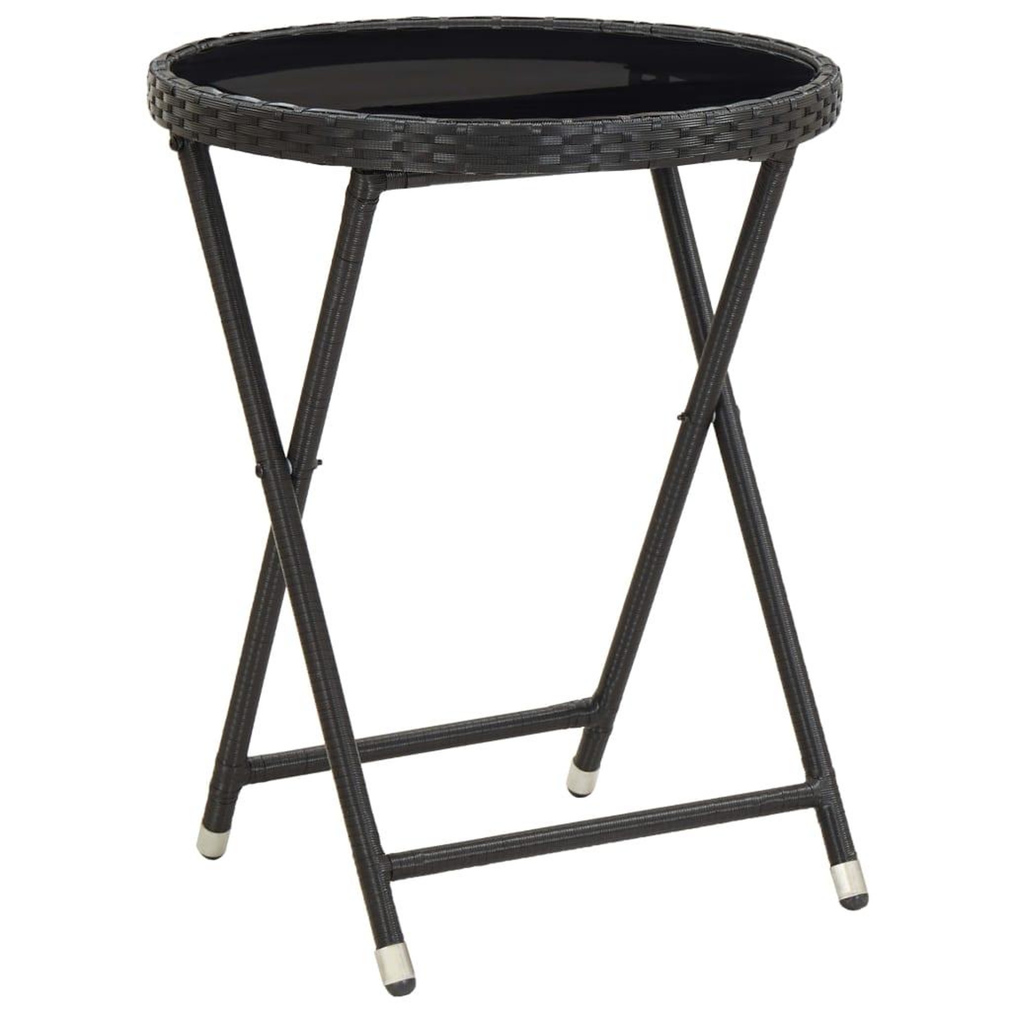 Voir la diapositive 4 : VIDAXL Ensemble de bistro avec coussins 3pcs noir resine tressee verre