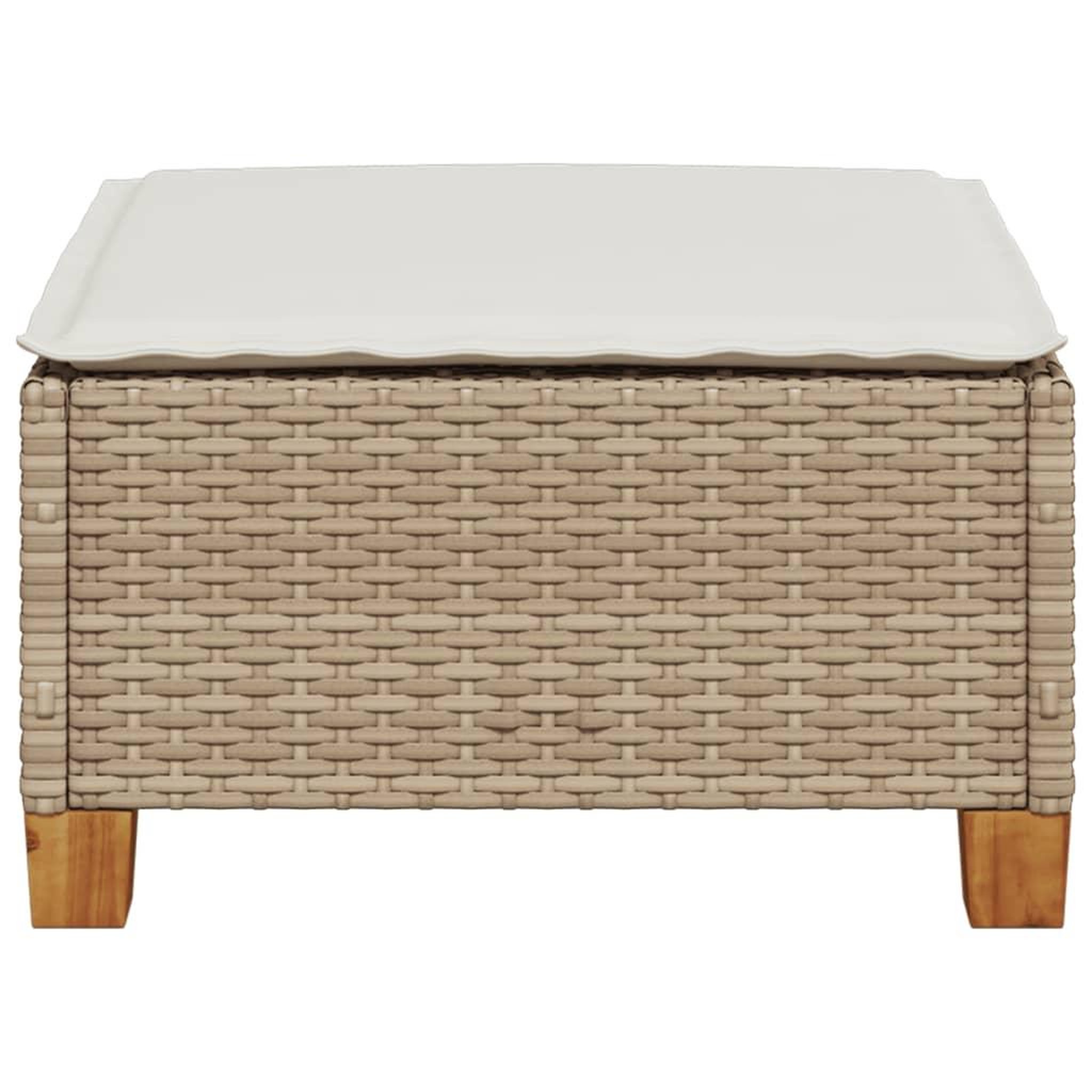 Voir la diapositive 4 : VIDAXL Tabouret de jardin et coussin beige 63,5x56x32cm resine tressee