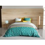 ATELIER DU COTON Parure housse de couette 100% coton 57fils -aurah. Coloris disponibles : Bleu