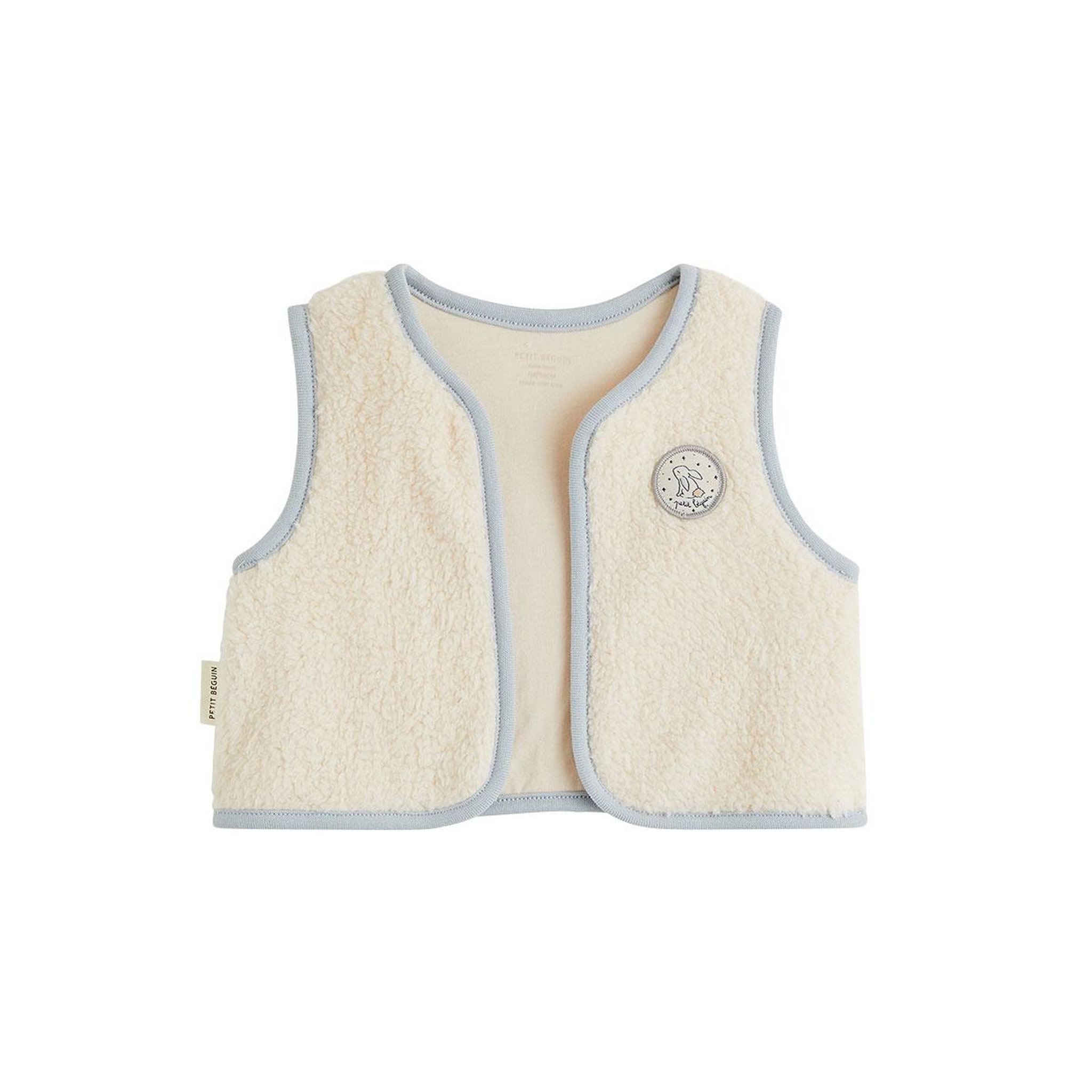 Voir la diapositive 1 : PETIT BEGUIN Veste sans manches bébé en sherpa voix lactée