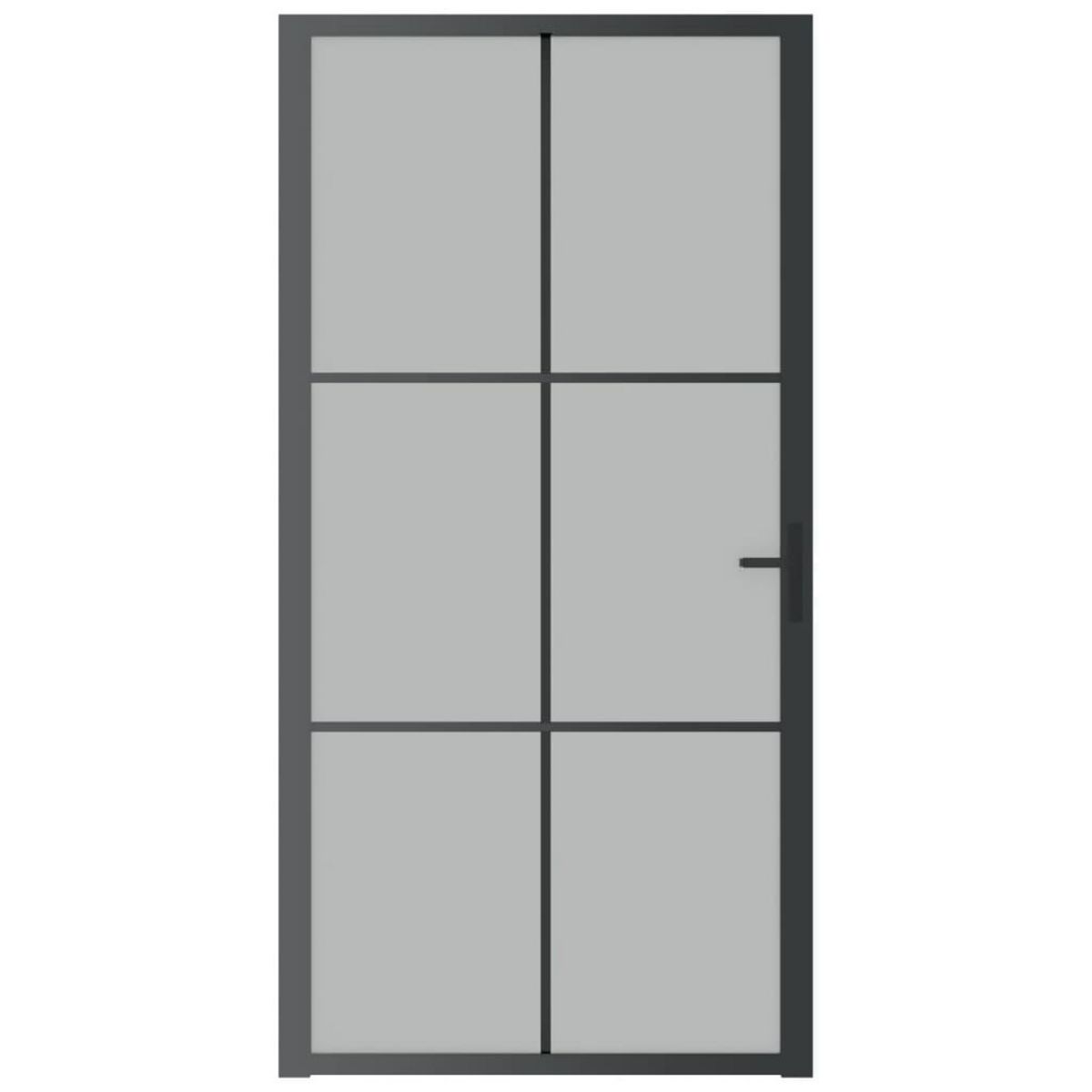 VIDAXL Porte interieure 102,5x201,5 cm Noir Verre mat et aluminium