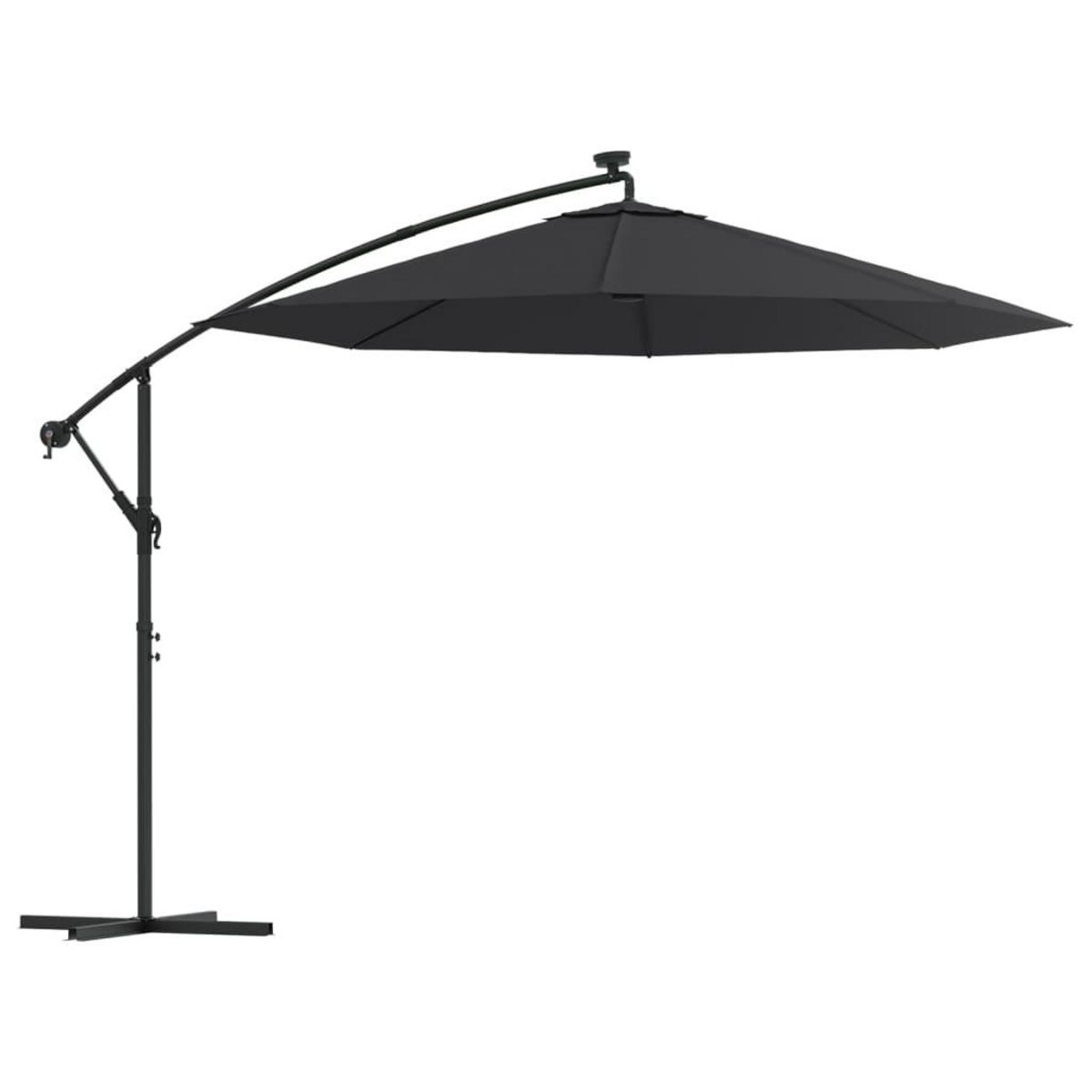 VIDAXL Parasol de jardin en porte-a-faux et lumieres LED mat en acier