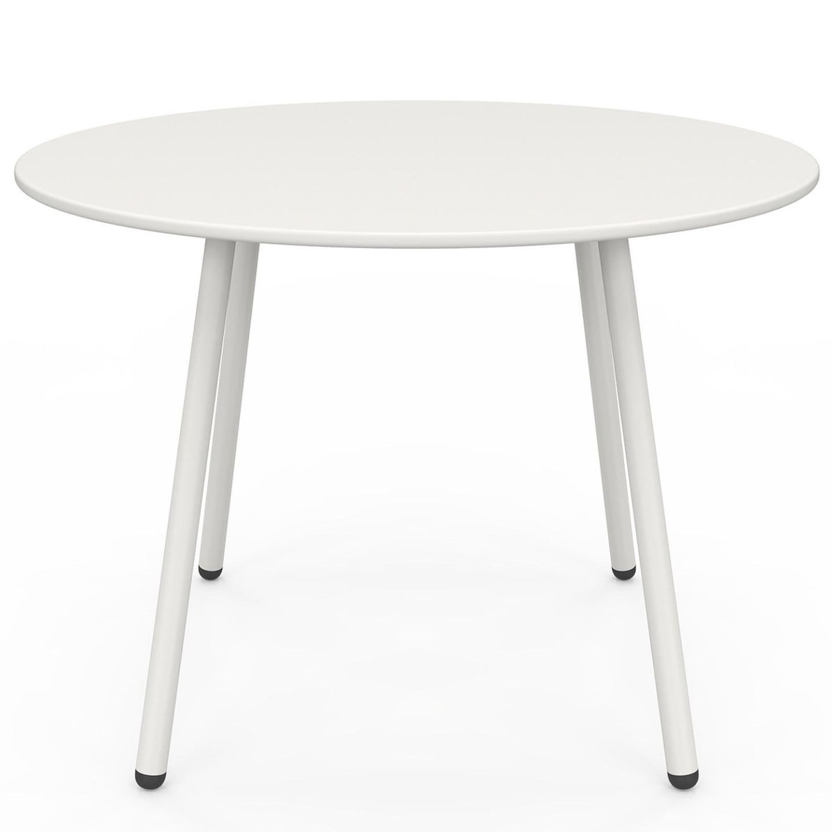 ID MARKET Salon de jardin ARONA bas 4 places en métal blanc et coussins beige avec canapé, fauteuils et table