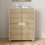 Voir la diapositive 2 : ID MARKET Meuble de rangement 4 portes HELSINKI scandinave blanc et bois