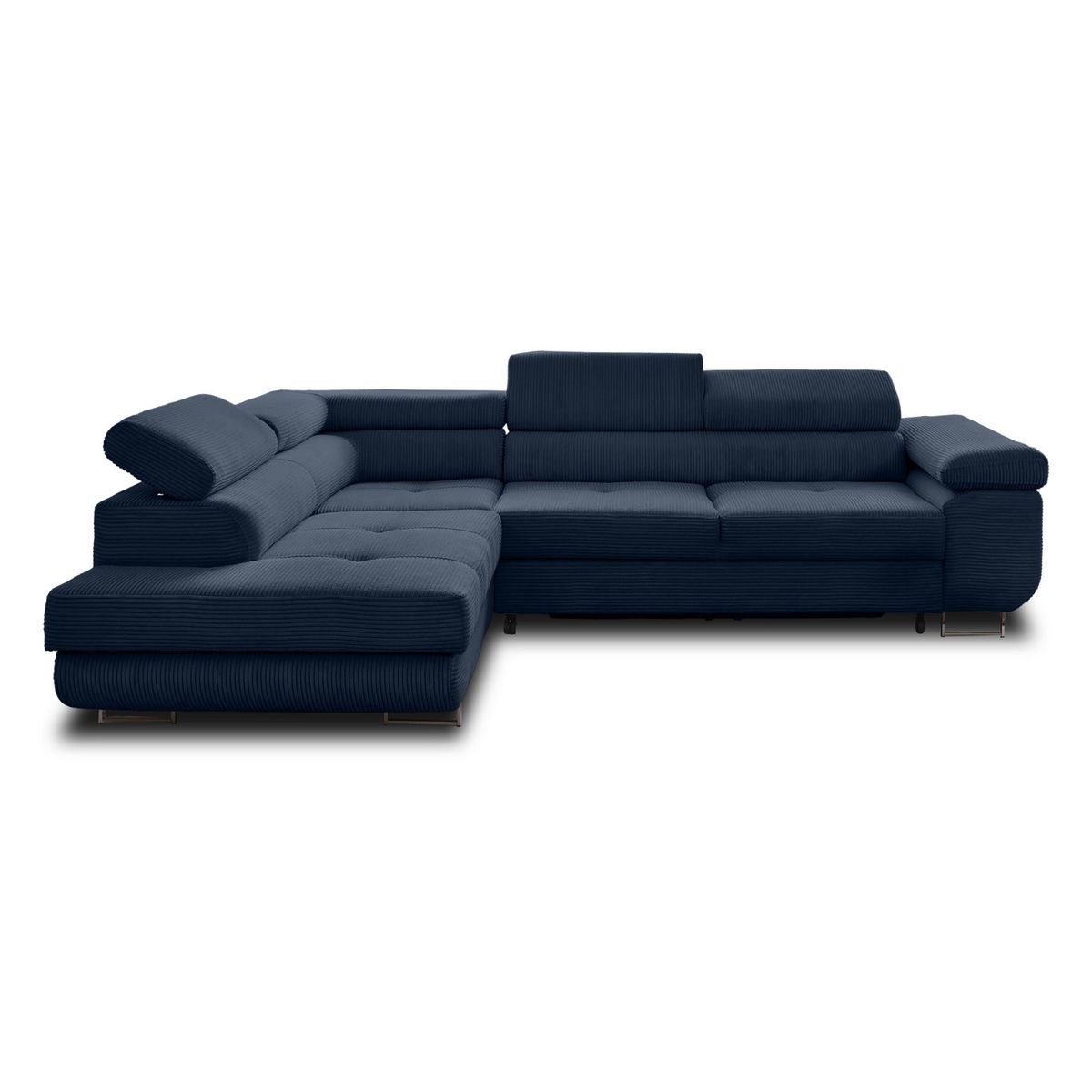 BEST MOBILIER Zaria - canapé d'angle gauche - convertible avec coffre et têtières réglables - 5 places - en velours côtelé