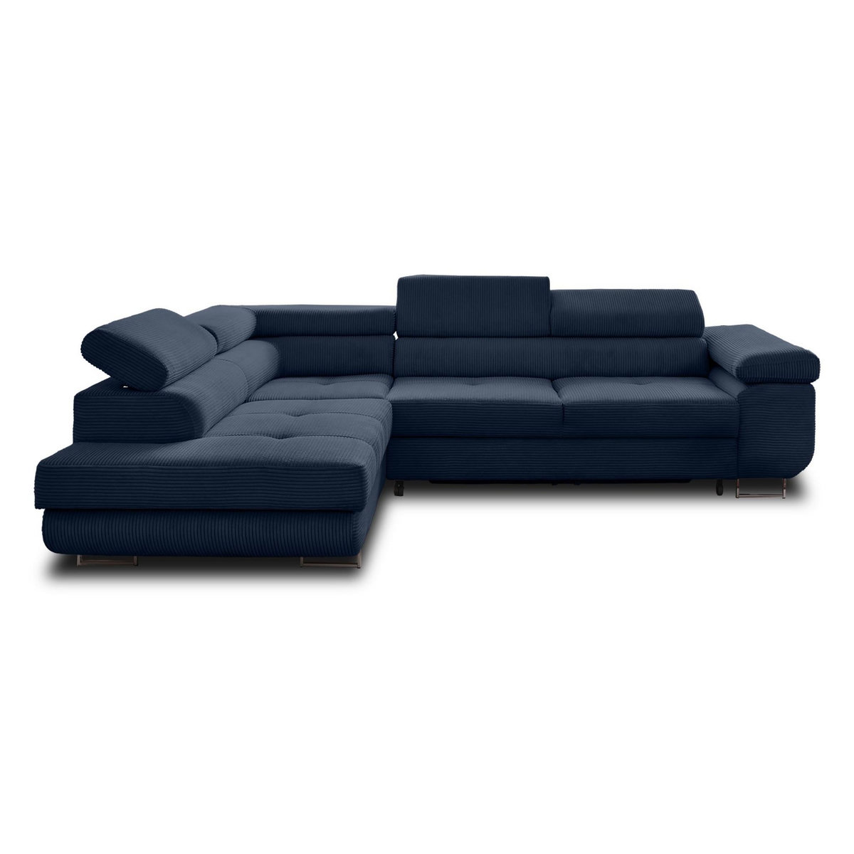 BEST MOBILIER Zaria - canapé d'angle gauche - convertible avec coffre et têtières réglables - 5 places - en velours côtelé