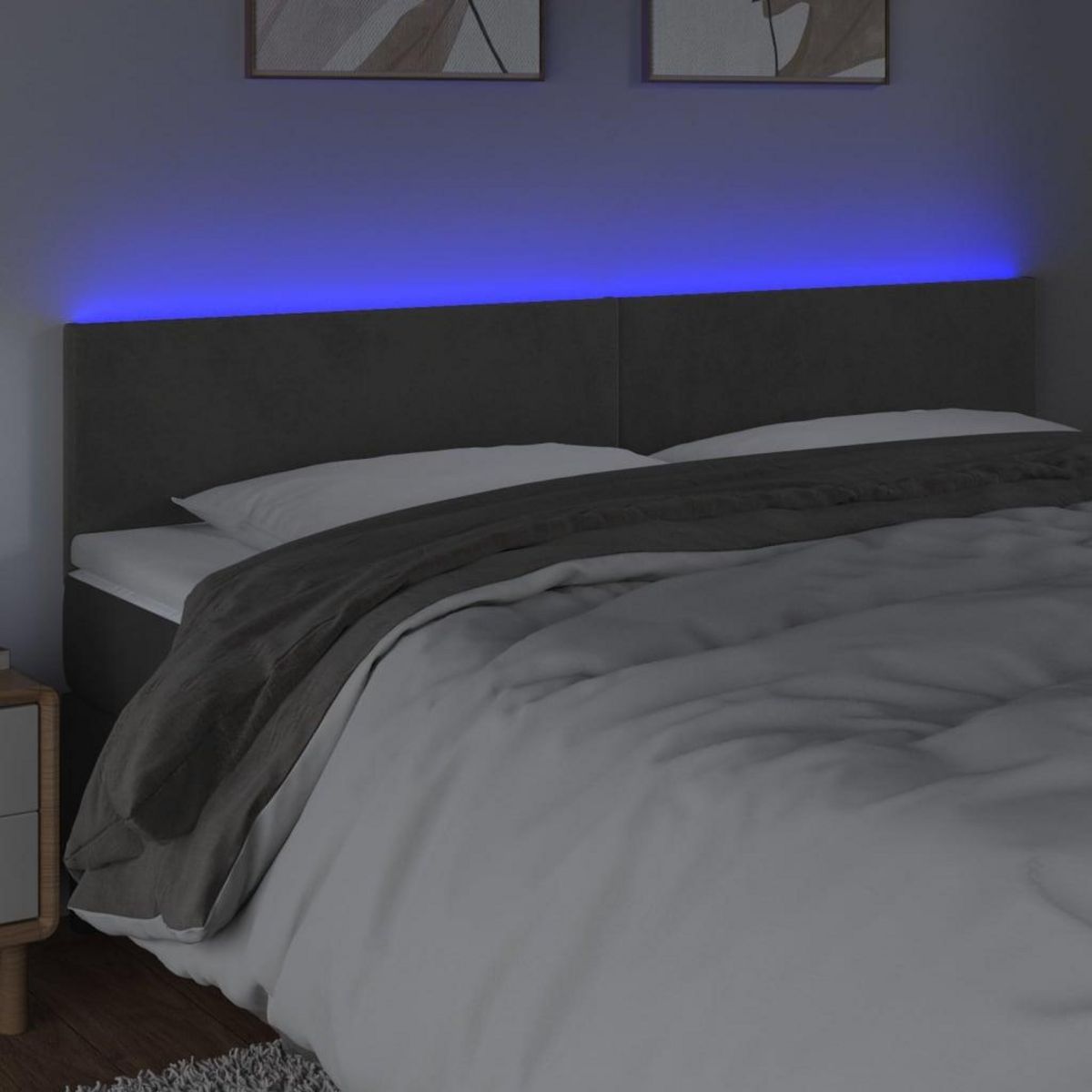 VIDAXL Tete de lit a LED Gris fonce 200x5x78/88 cm Velours