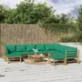 VIDAXL Salon de jardin 11 pcs avec coussins vert bambou