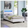Voir la diapositive 2 : IDIMEX Lit LED simple LUCENO 90x190 cm, avec sommier, revêtement synthétique