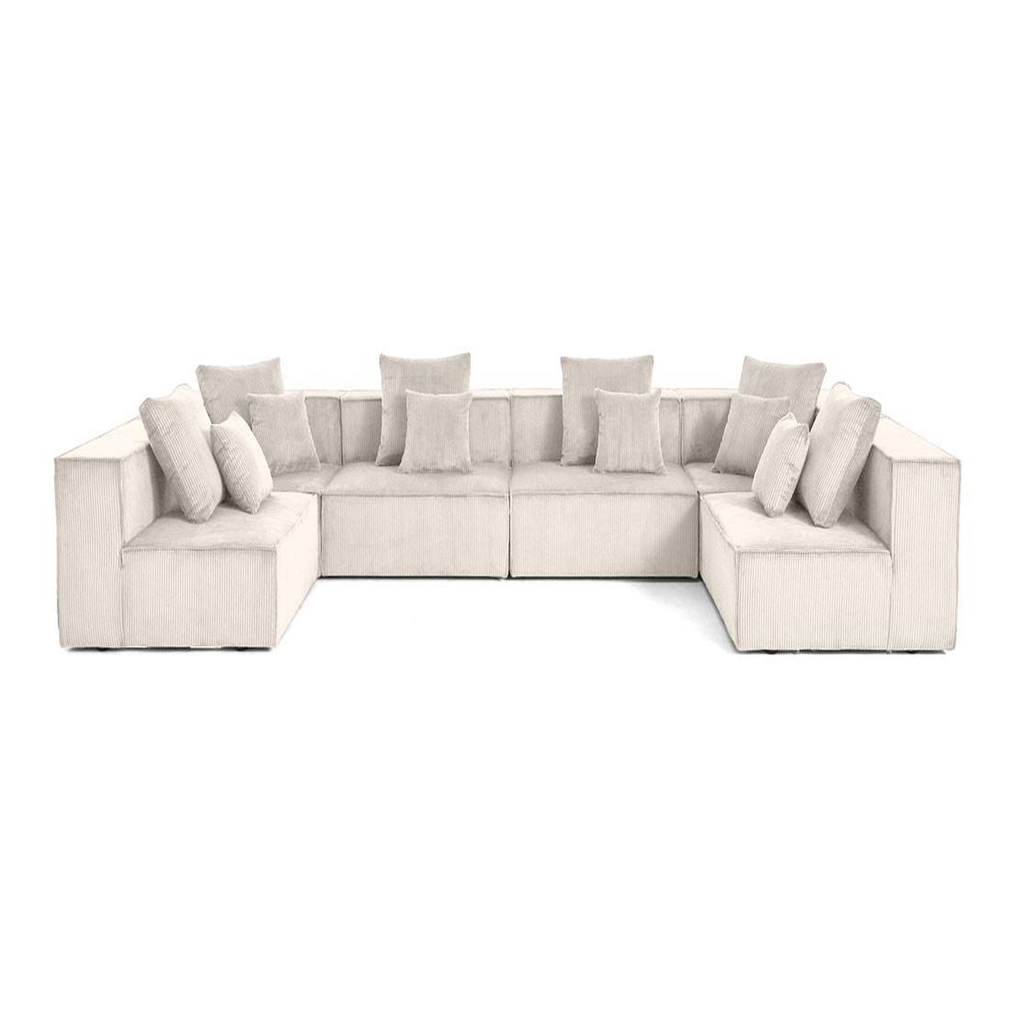 Voir la diapositive 1 : BEST MOBILIER Colombine - canapé modulable panoramique - 7 places - en velours côtelé