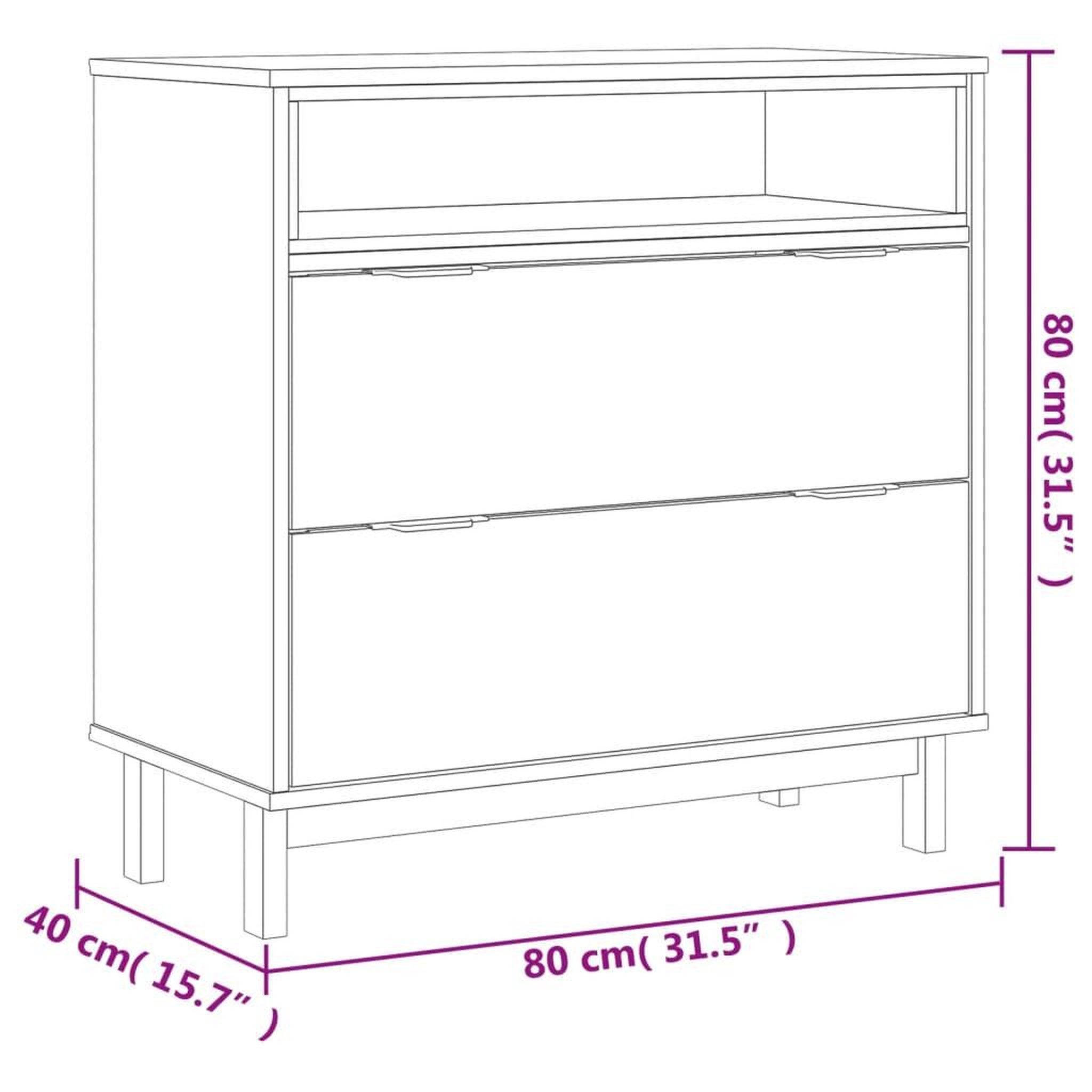 Voir la diapositive 6 : VIDAXL Commode flam 80x40x80 cm bois de pin massif