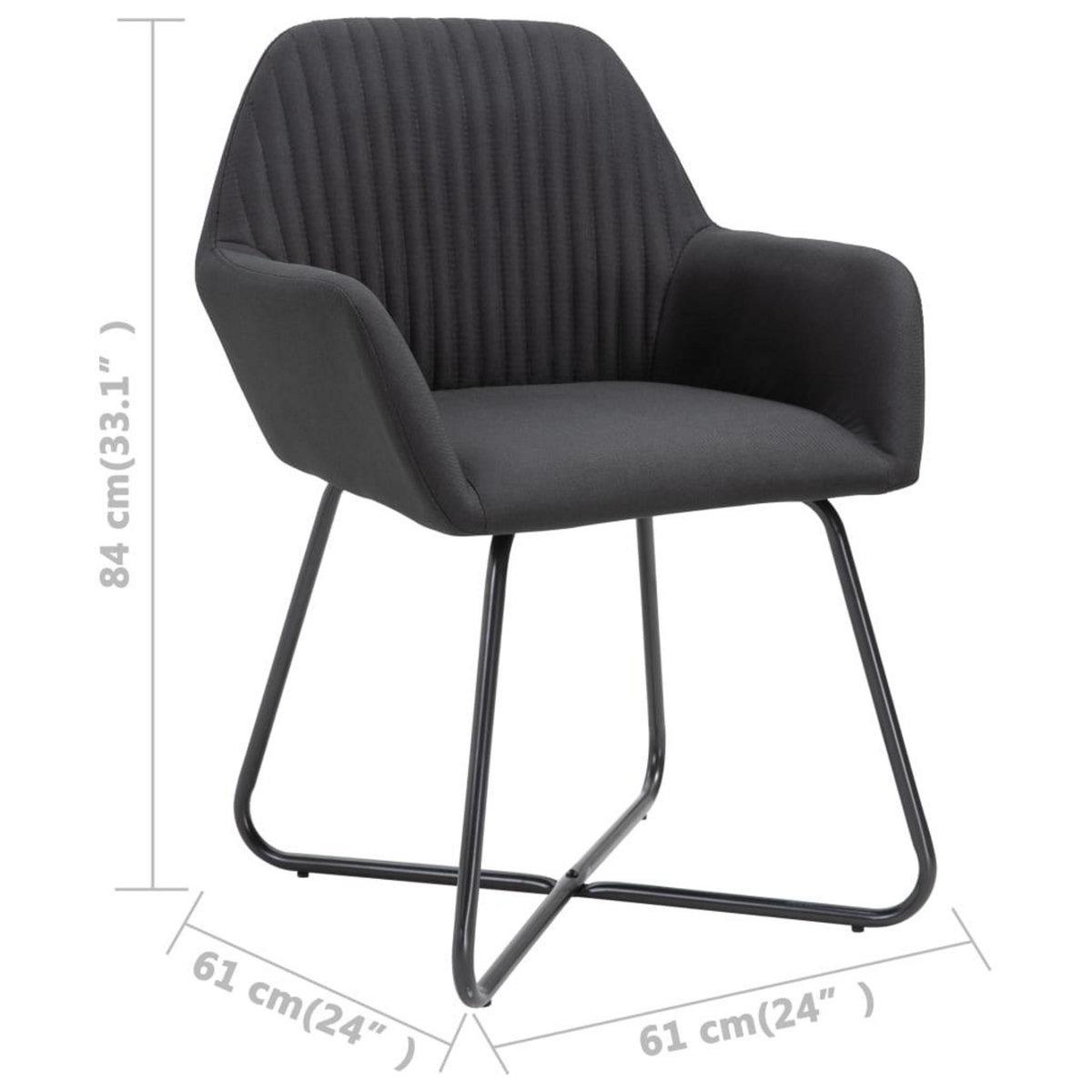 VIDAXL Chaises a manger lot de 4 noir tissu