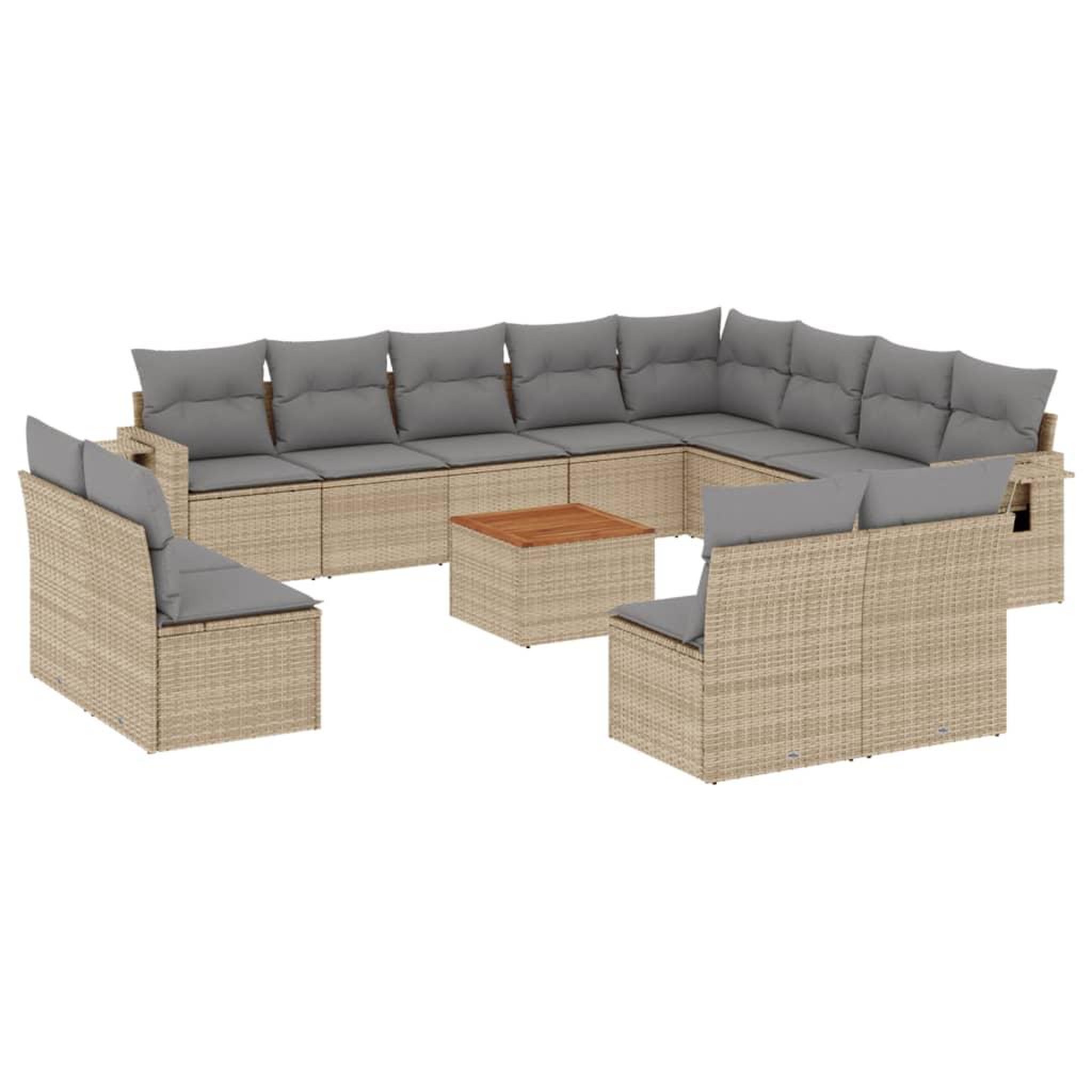 Voir la diapositive 2 : VIDAXL Salon de jardin avec coussins 13 pcs beige resine tressee