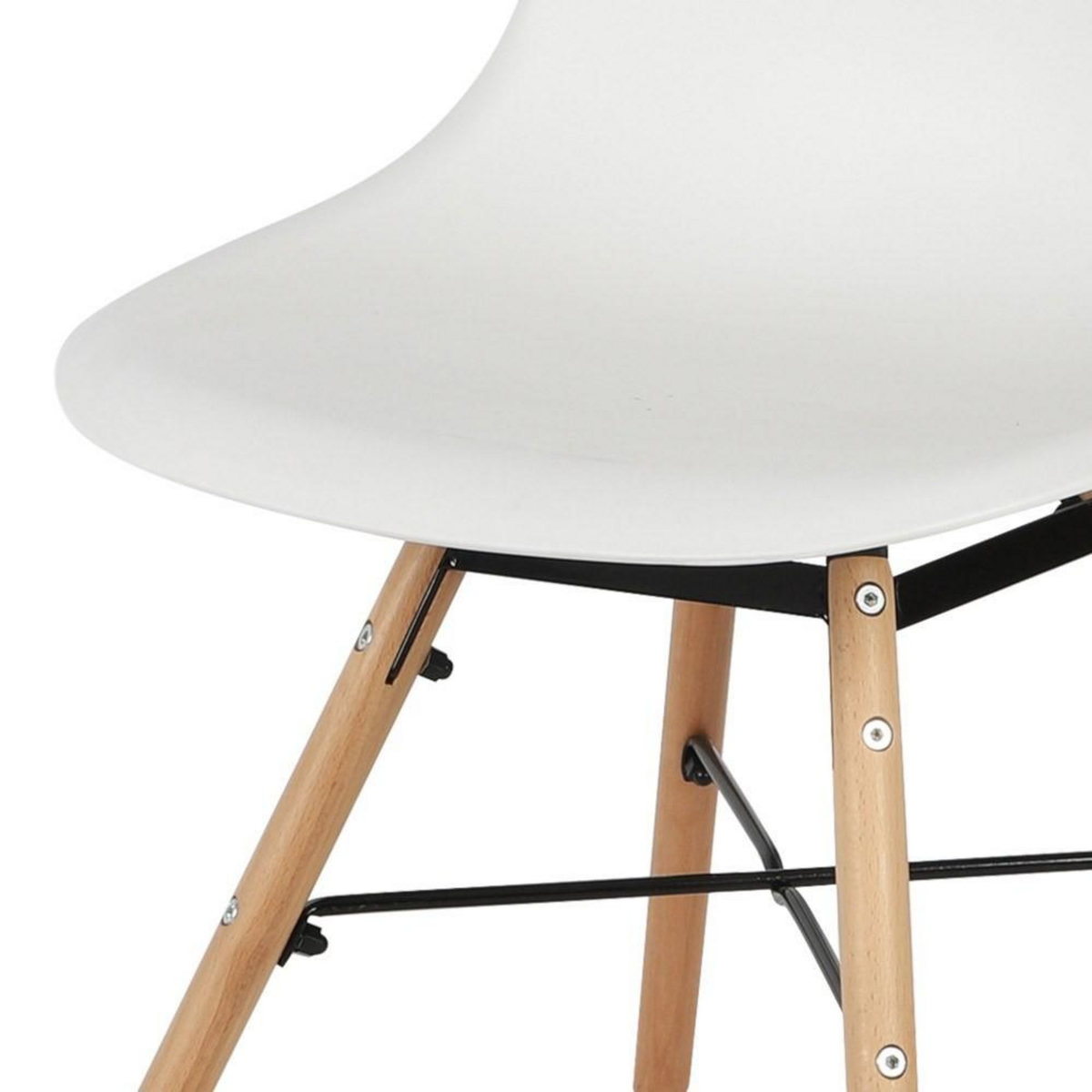 FORNORD Chaise blanche structure métal et pieds bois