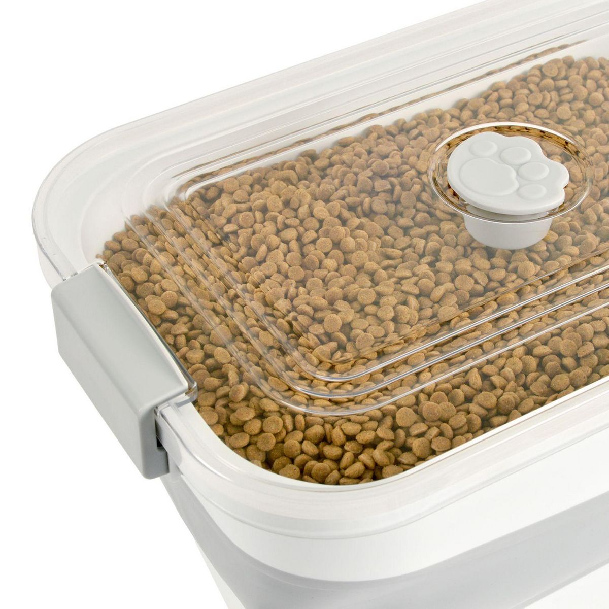 LOVE STORY Boite conteneur à croquettes pliable avec roues - Blanc