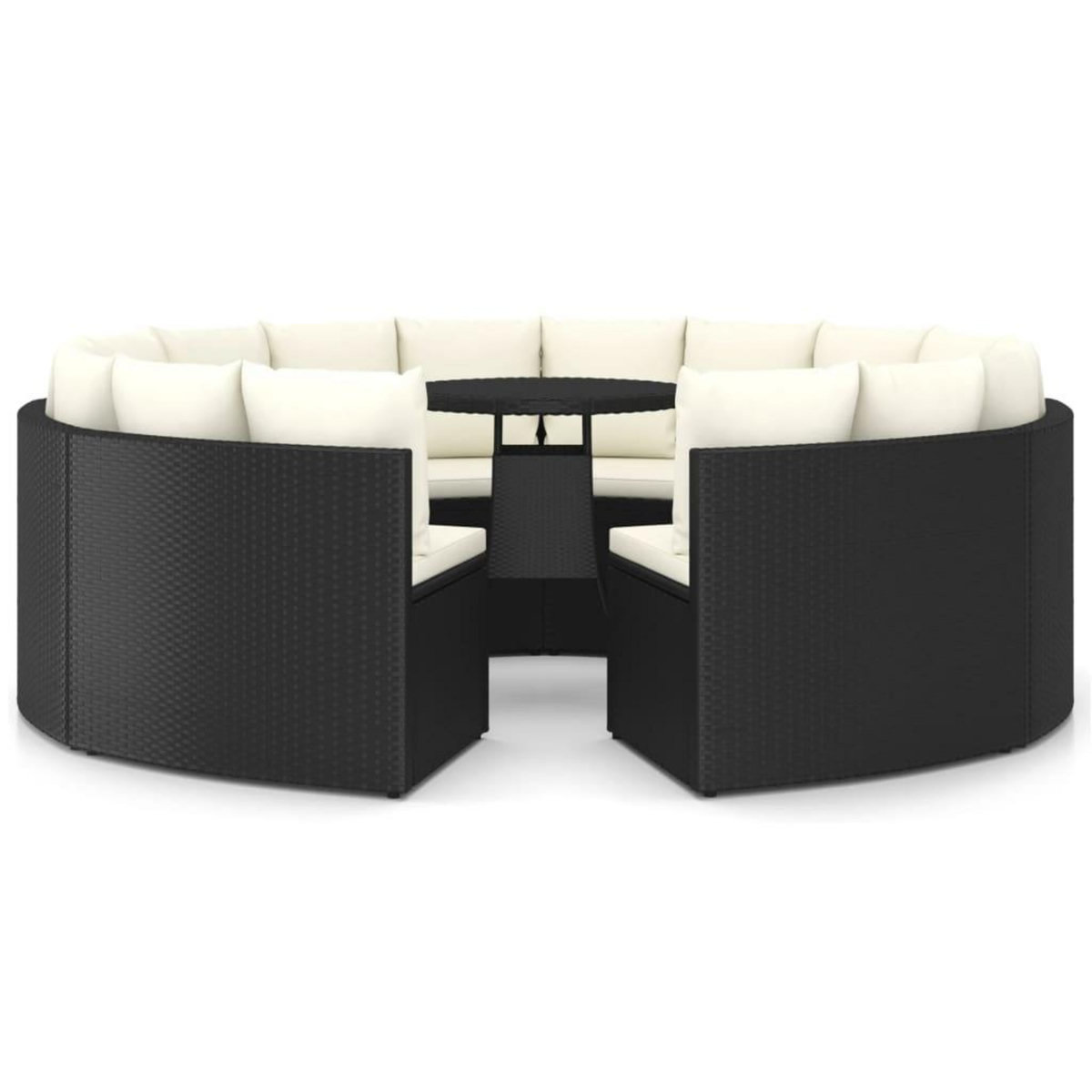 VIDAXL Salon de jardin 9 pcs avec coussins Resine tressee Noir