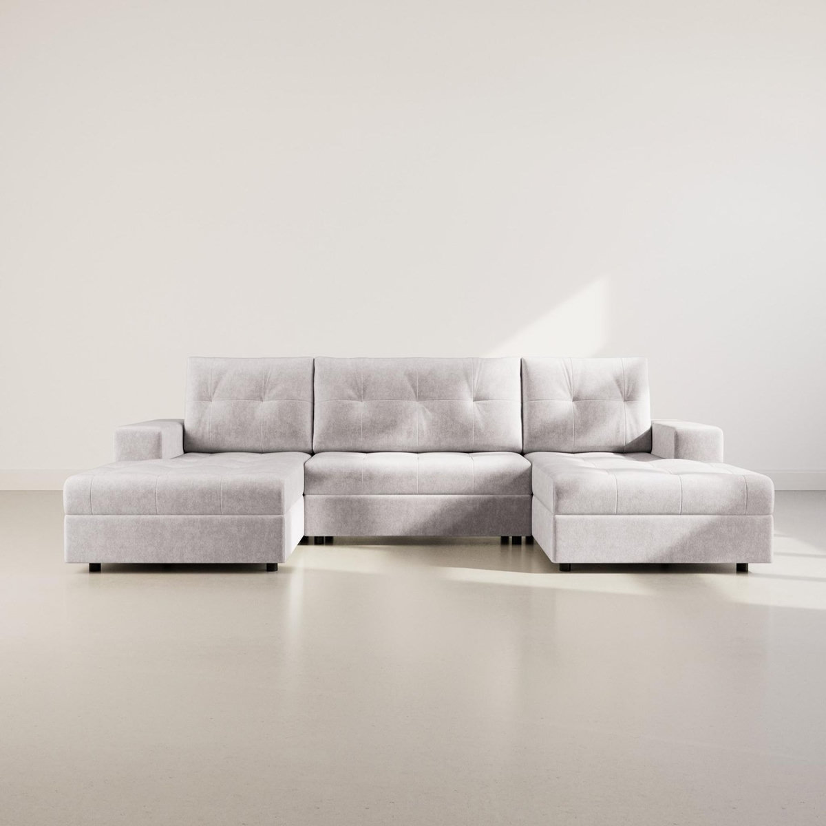 BEST MOBILIER Bastian - canapé panoramique en u 7 places convertible avec coffre en velours texturé