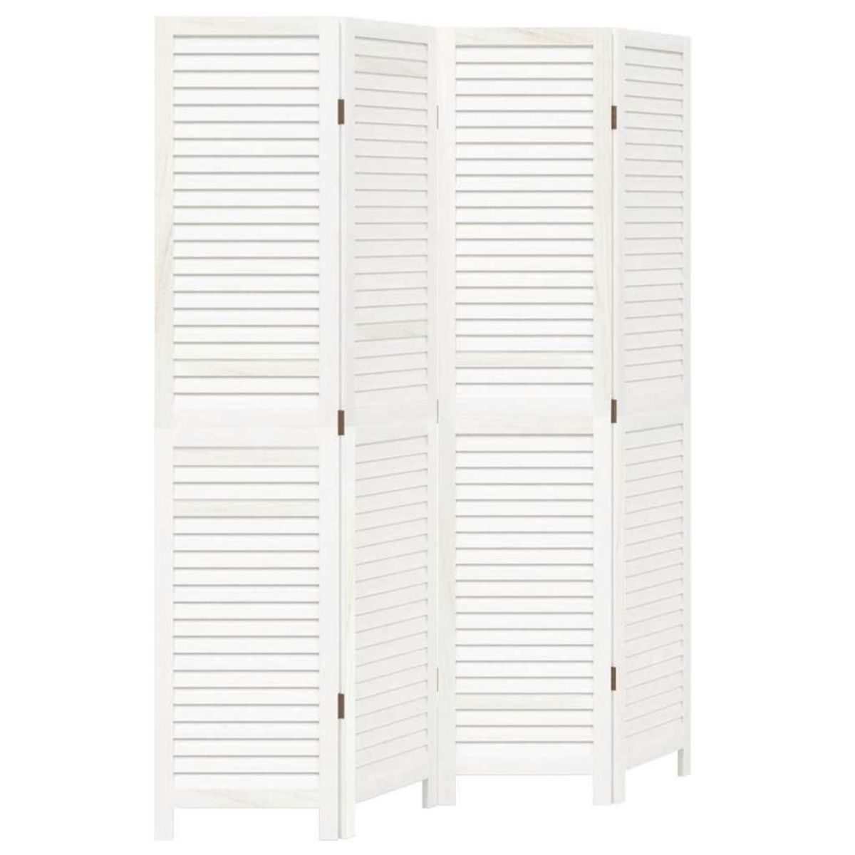 VIDAXL Cloison de separation 4 panneaux blanc bois de paulownia massif