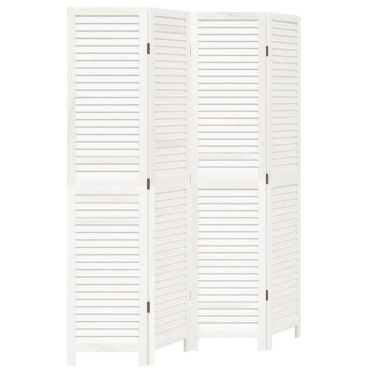 VIDAXL Cloison de separation 4 panneaux blanc bois de paulownia massif