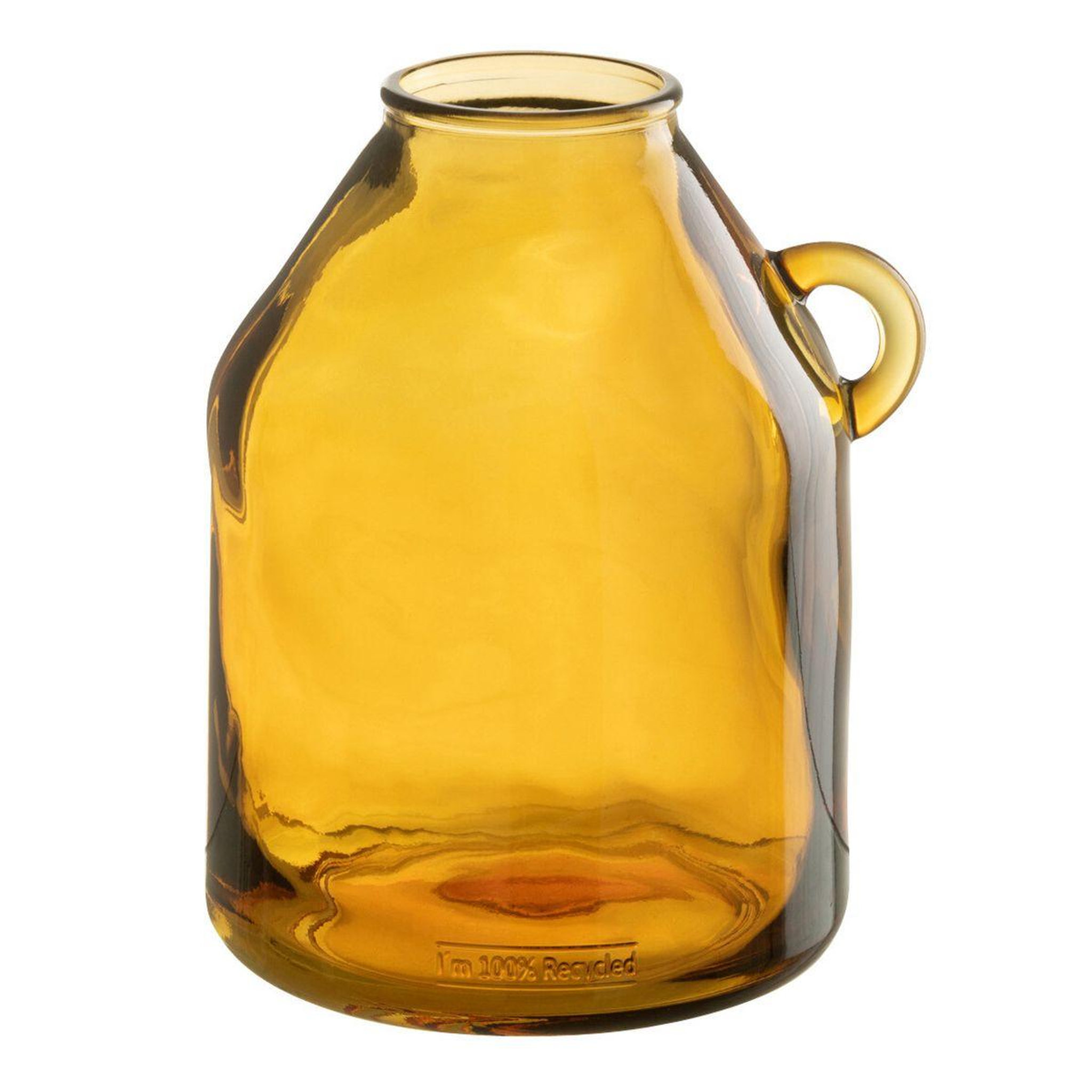 J-LINE Vase anse en verre  bouteille  25cm ocre