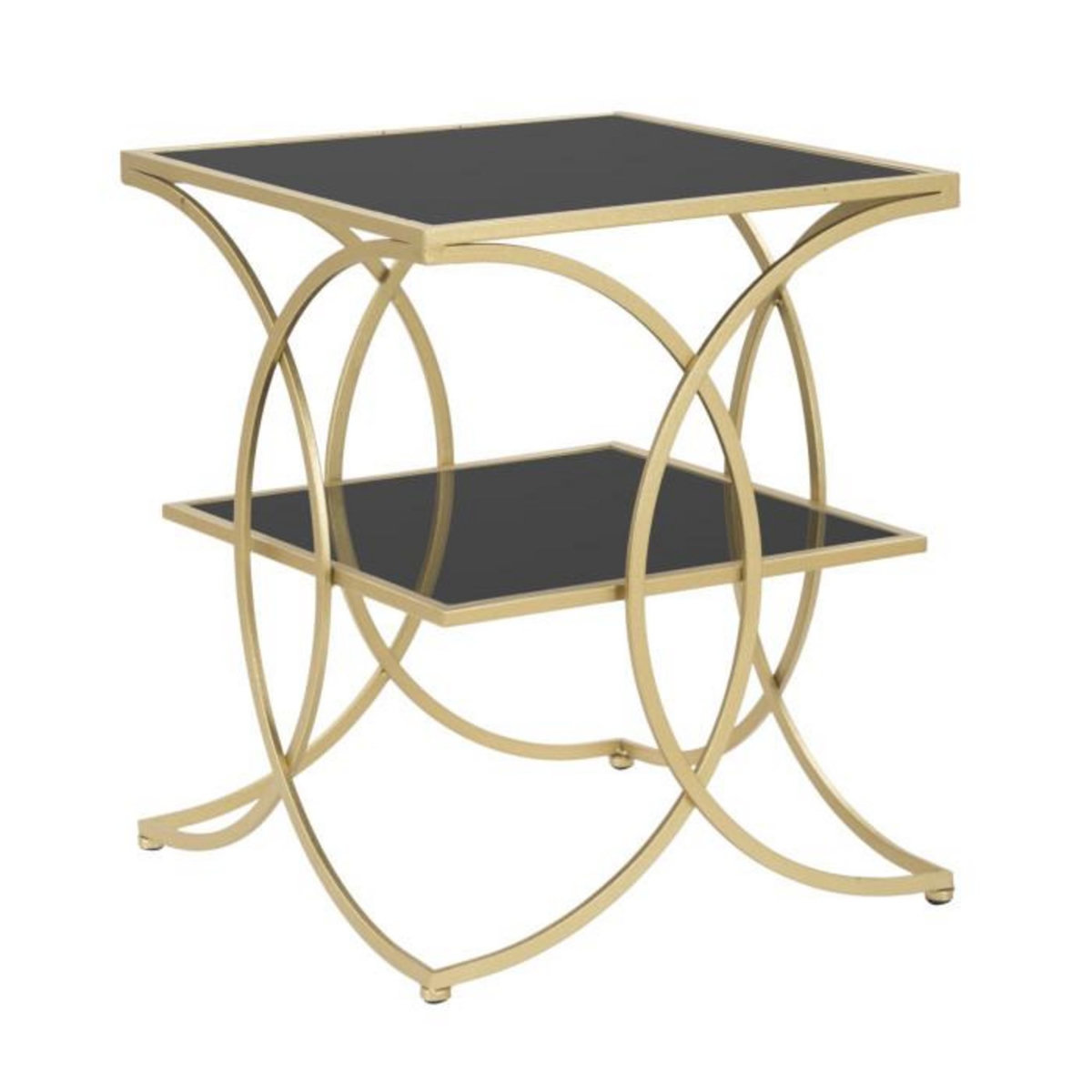 Paris Prix Table d'Appoint Double Design  Kim  55cm Noir & Or