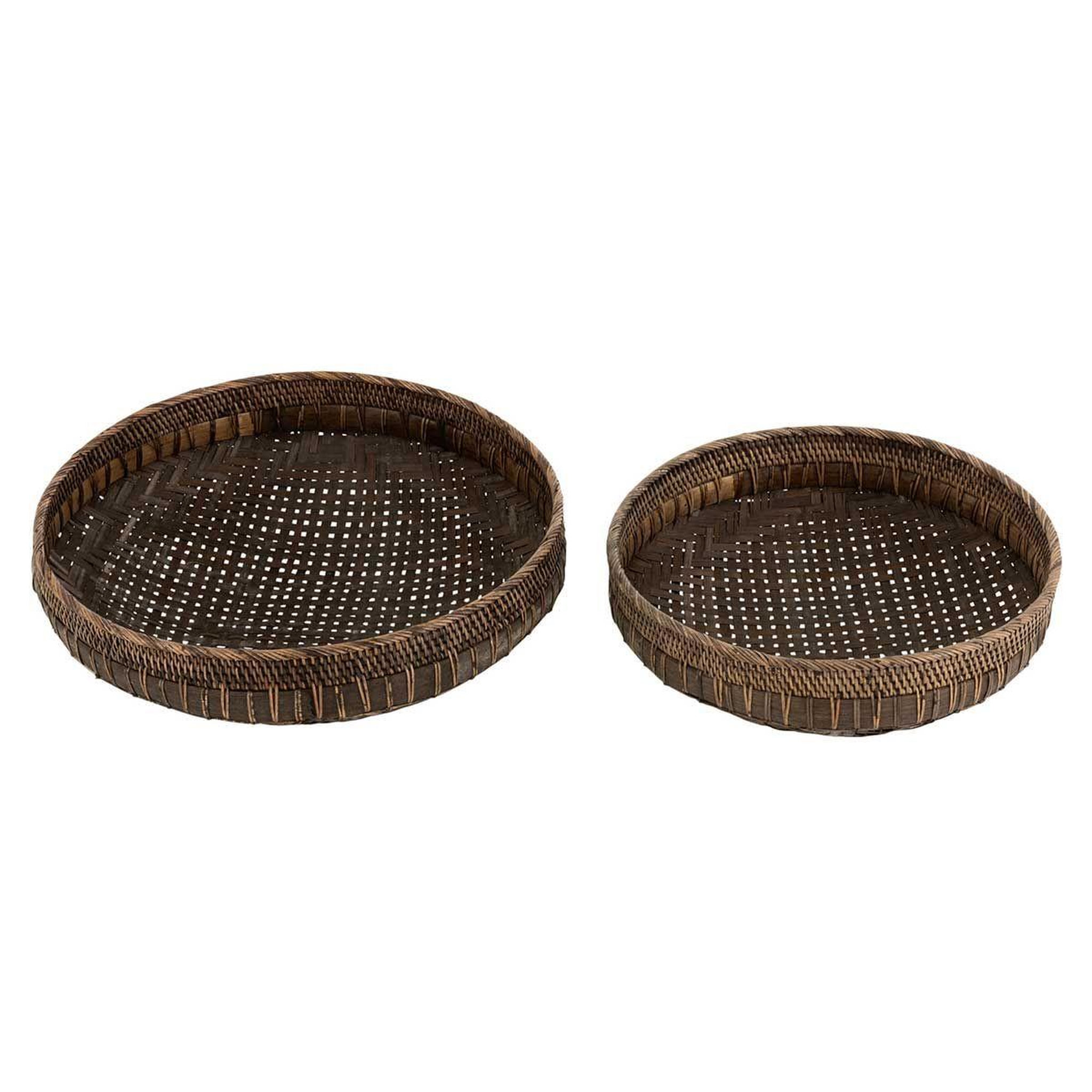 Voir la diapositive 3 : J-LINE Lot de 2 coupelles déco  rotin  50cm noir