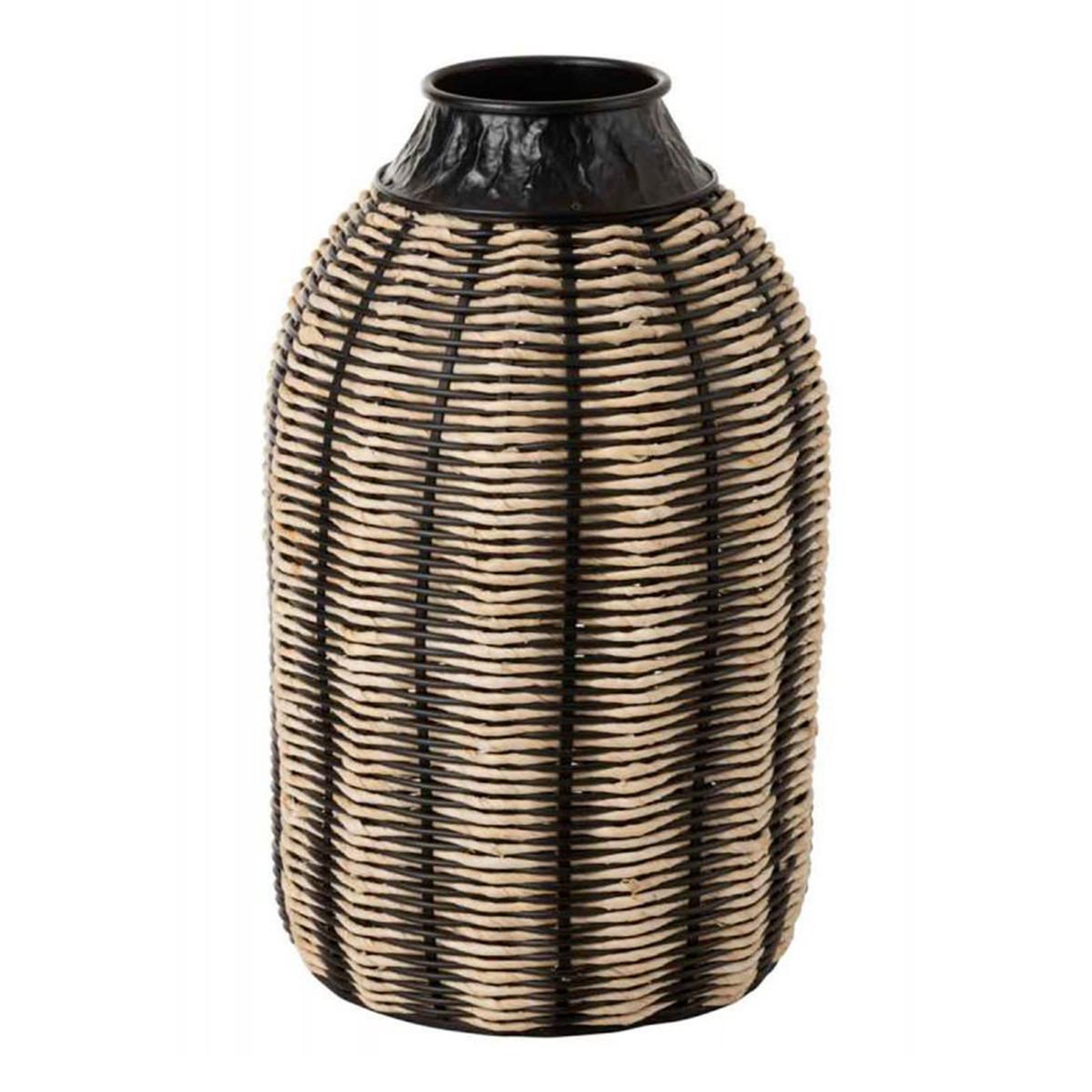 J-LINE Vase design en rotin  corono  55cm noir & naturel