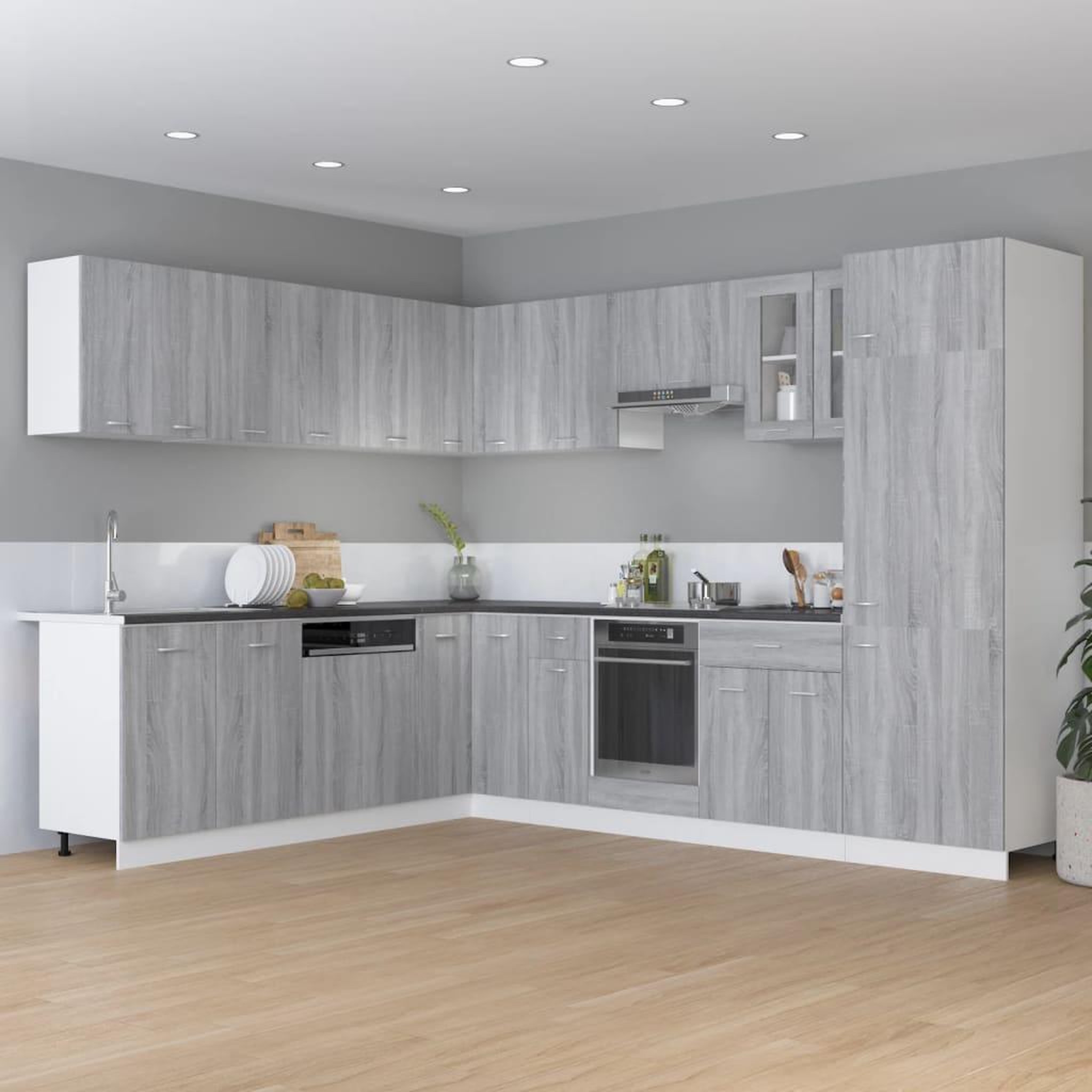 Voir la diapositive 3 : VIDAXL Armoire d'angle suspendue Sonoma gris Bois d'ingenierie