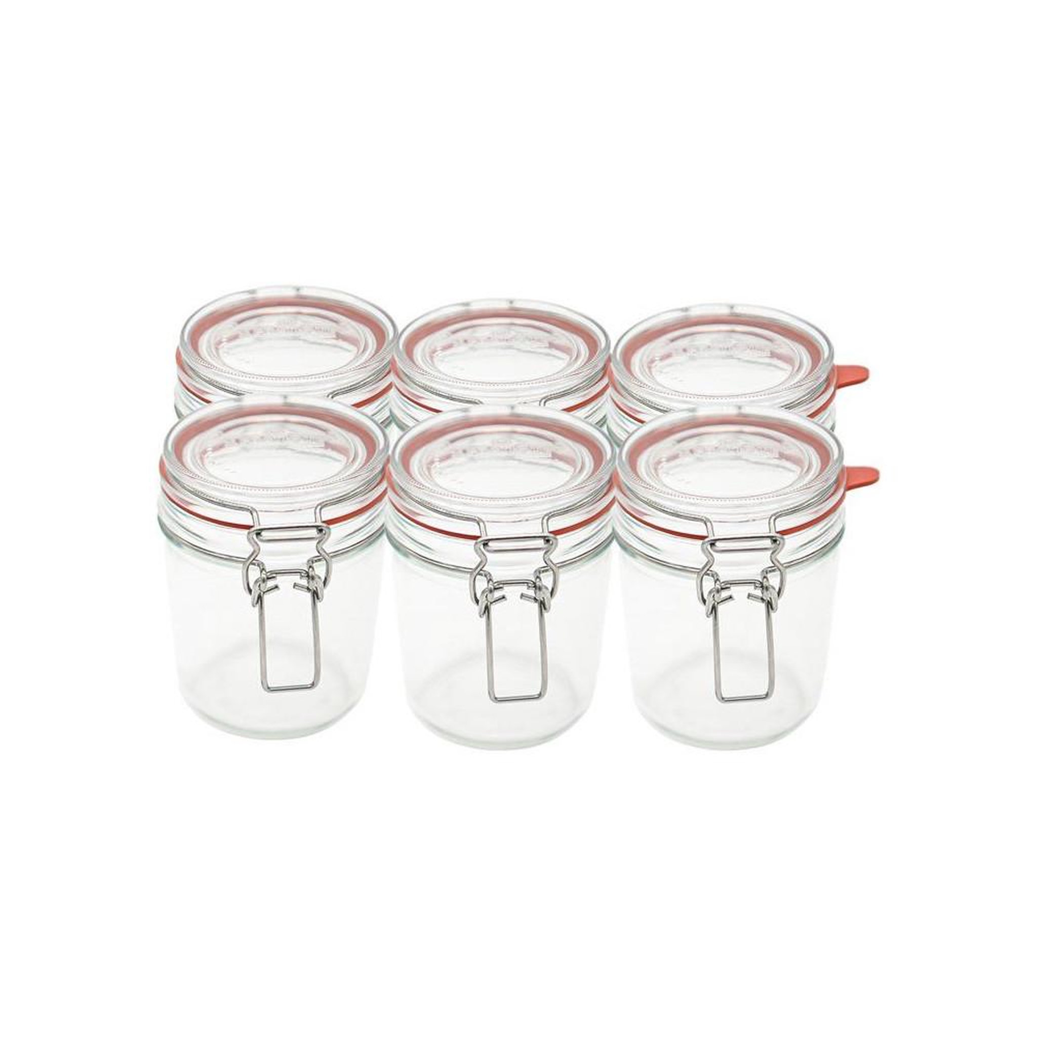 Voir la diapositive 4 : LE PRATIQUE Bocaux à armature en verre 500 ml ø85 mm avec fermeture à bascule inox, joint silicone, pack de 6