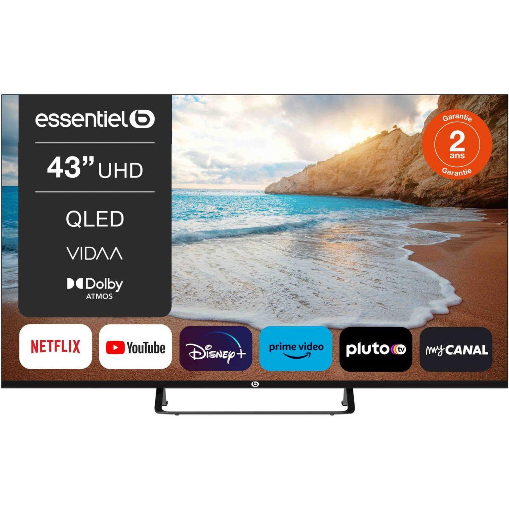 ESSENTIEL B Tv qled 43qled306w (2024) 43  (109 cm) 4k - smart tv, coloris blanc