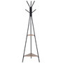 Voir la diapositive 1 : HOMCOM HOMCOM Porte-manteau trépied style industriel branches 2 étagères + 6 patères dim. 52L x 46l x 182H cm métal noir panneaux particules boisés